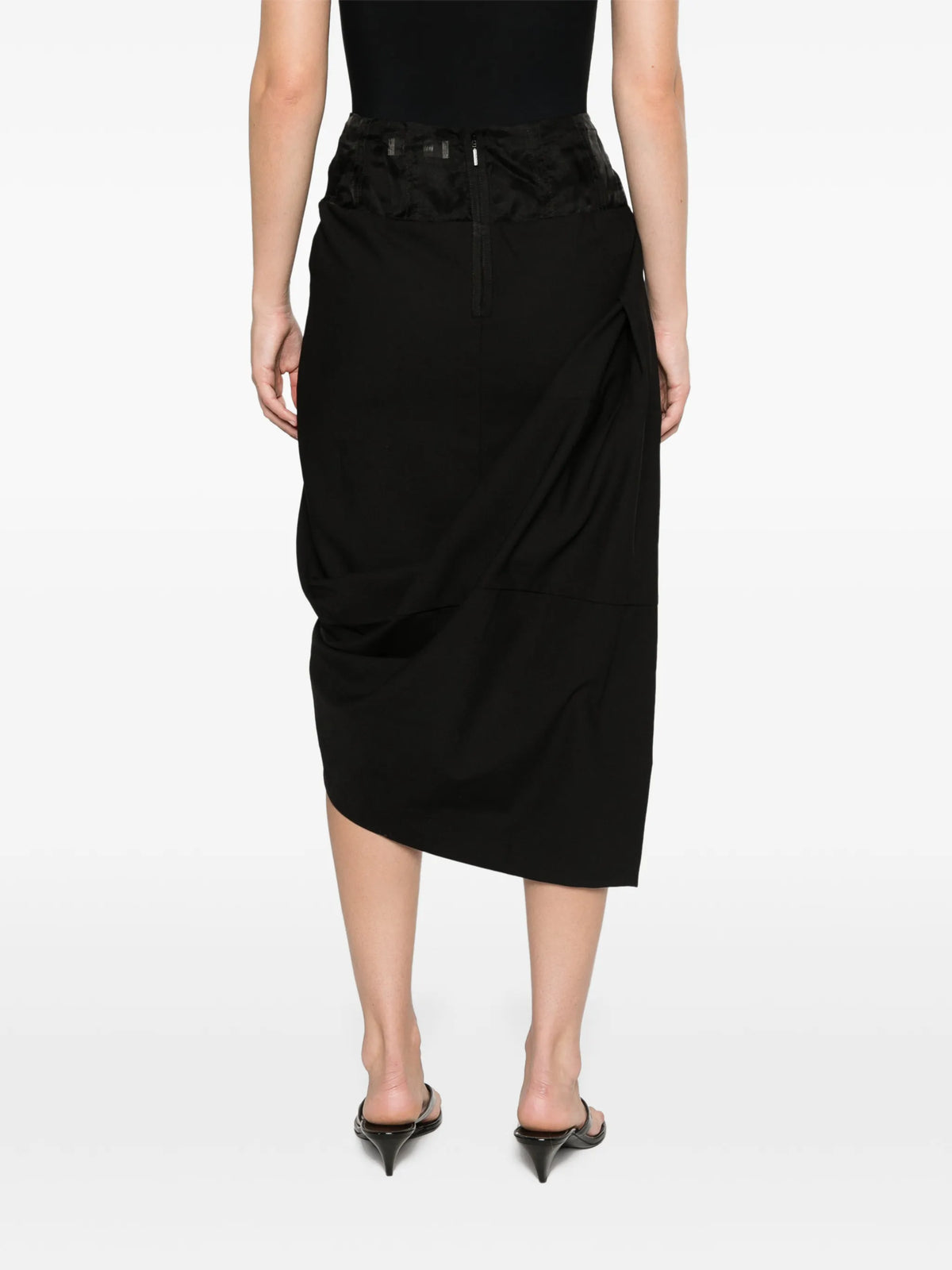 tailored drape skirt black