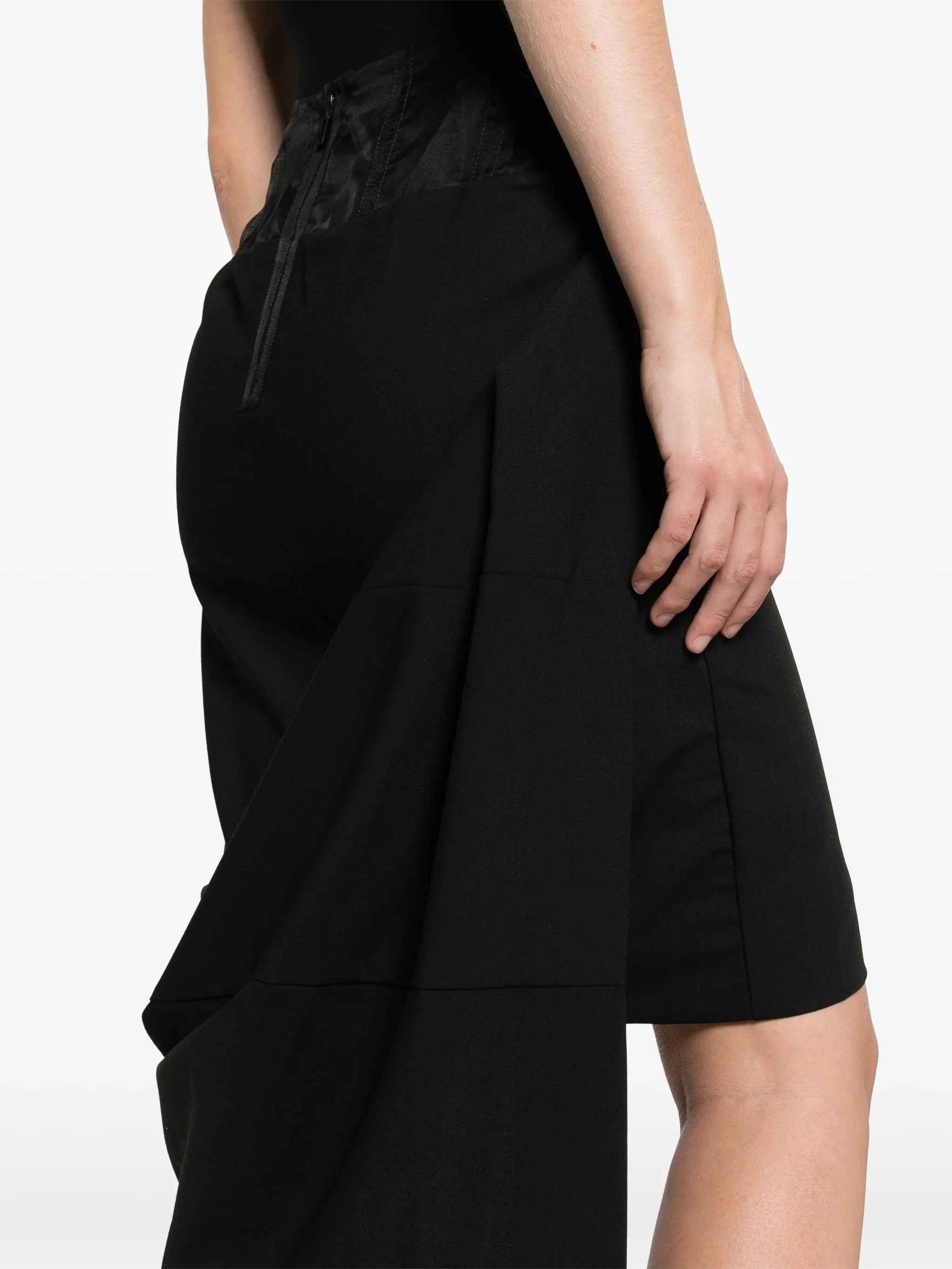 tailored drape skirt black