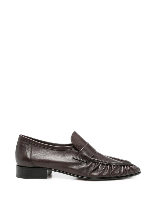 ruched leather loafers