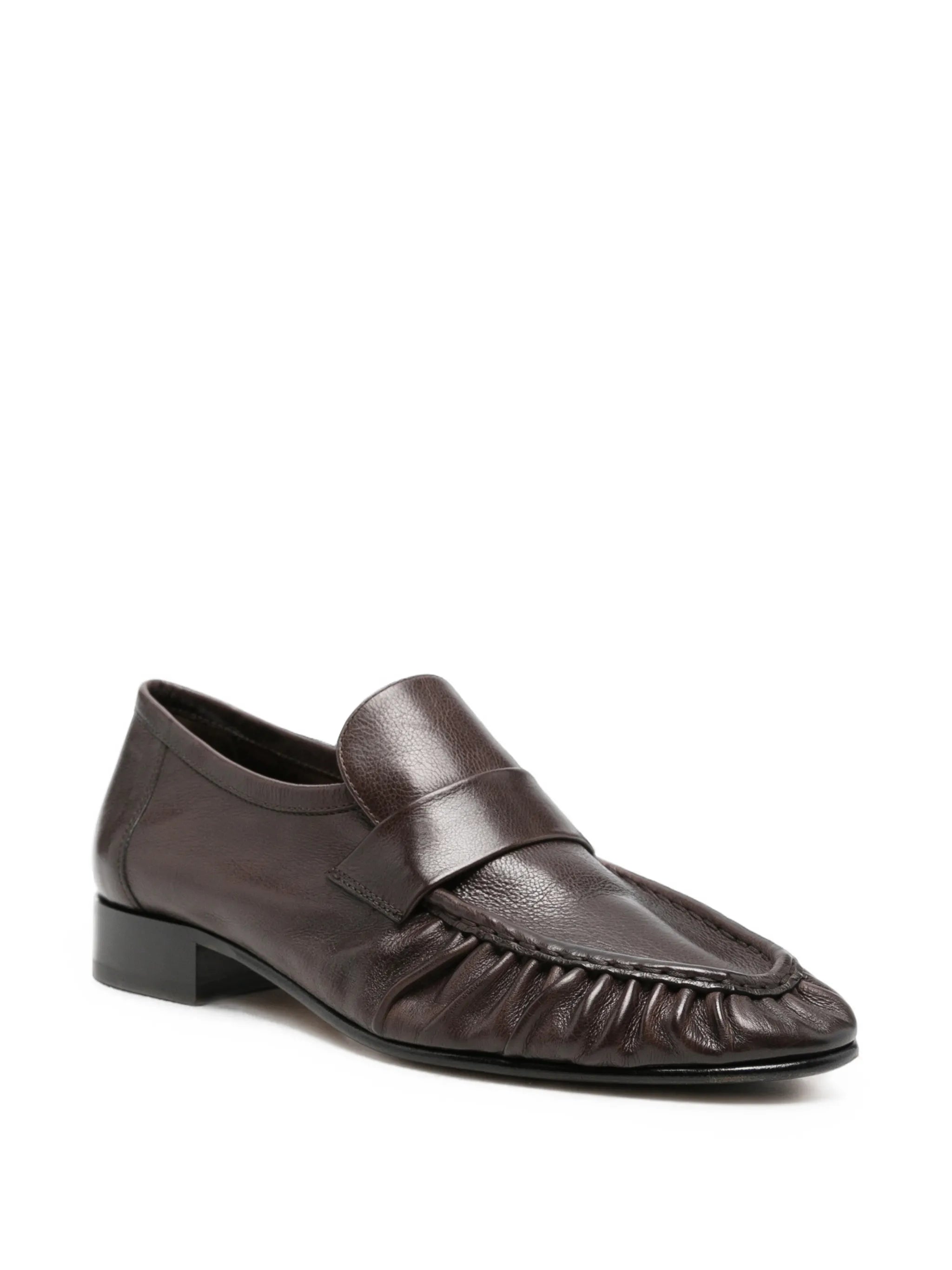 ruched leather loafers