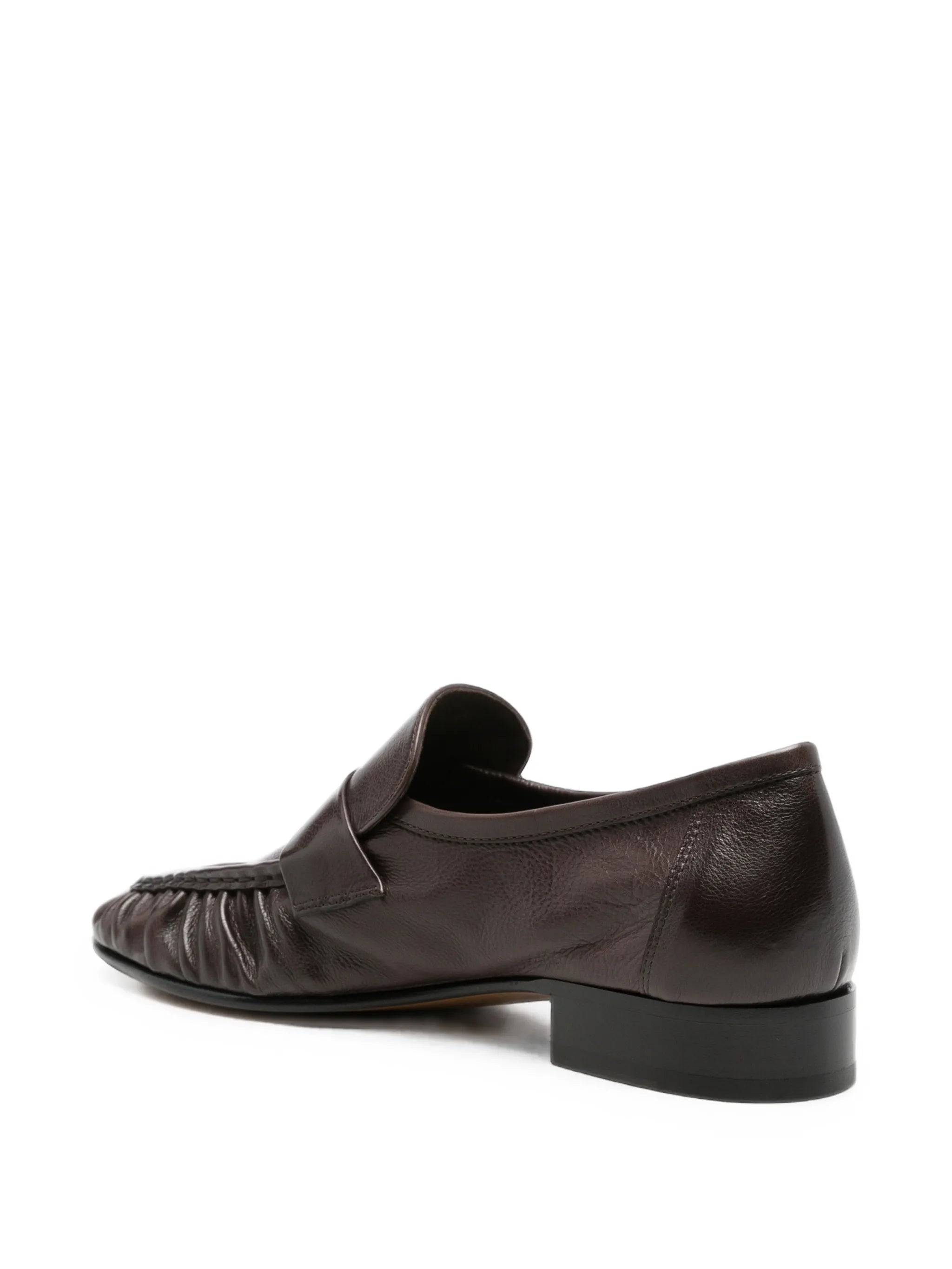 ruched leather loafers