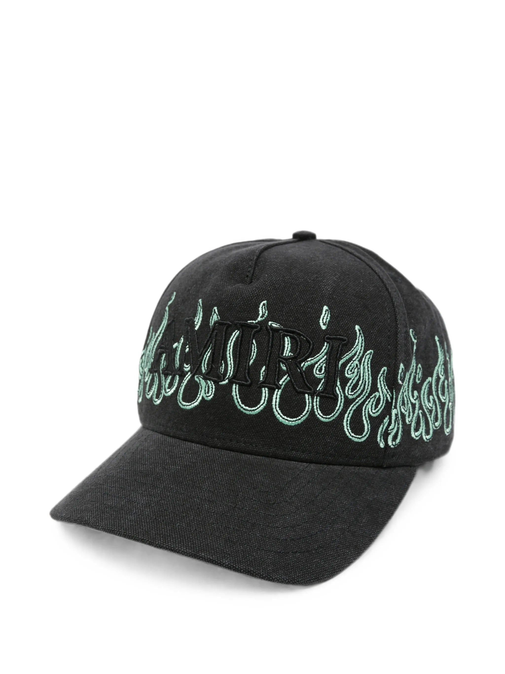 flame-embroidered logo-patch baseball cap