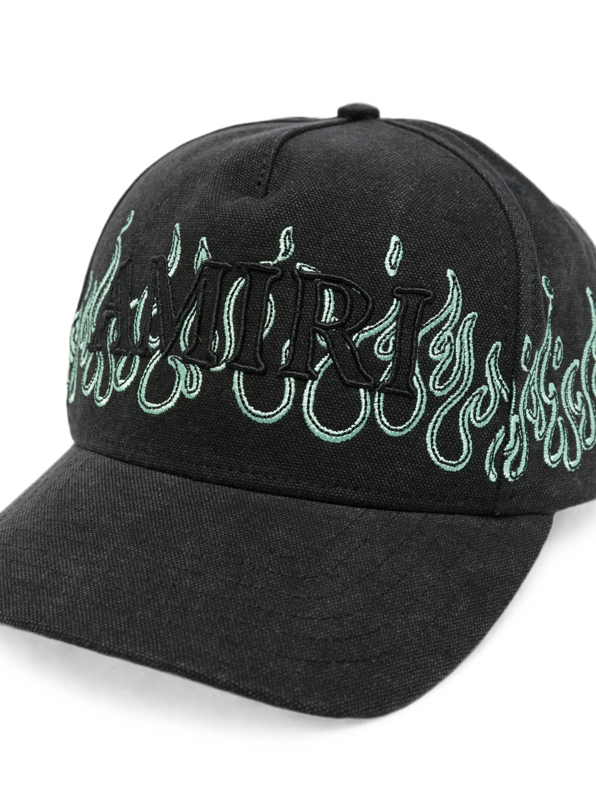 flame-embroidered logo-patch baseball cap