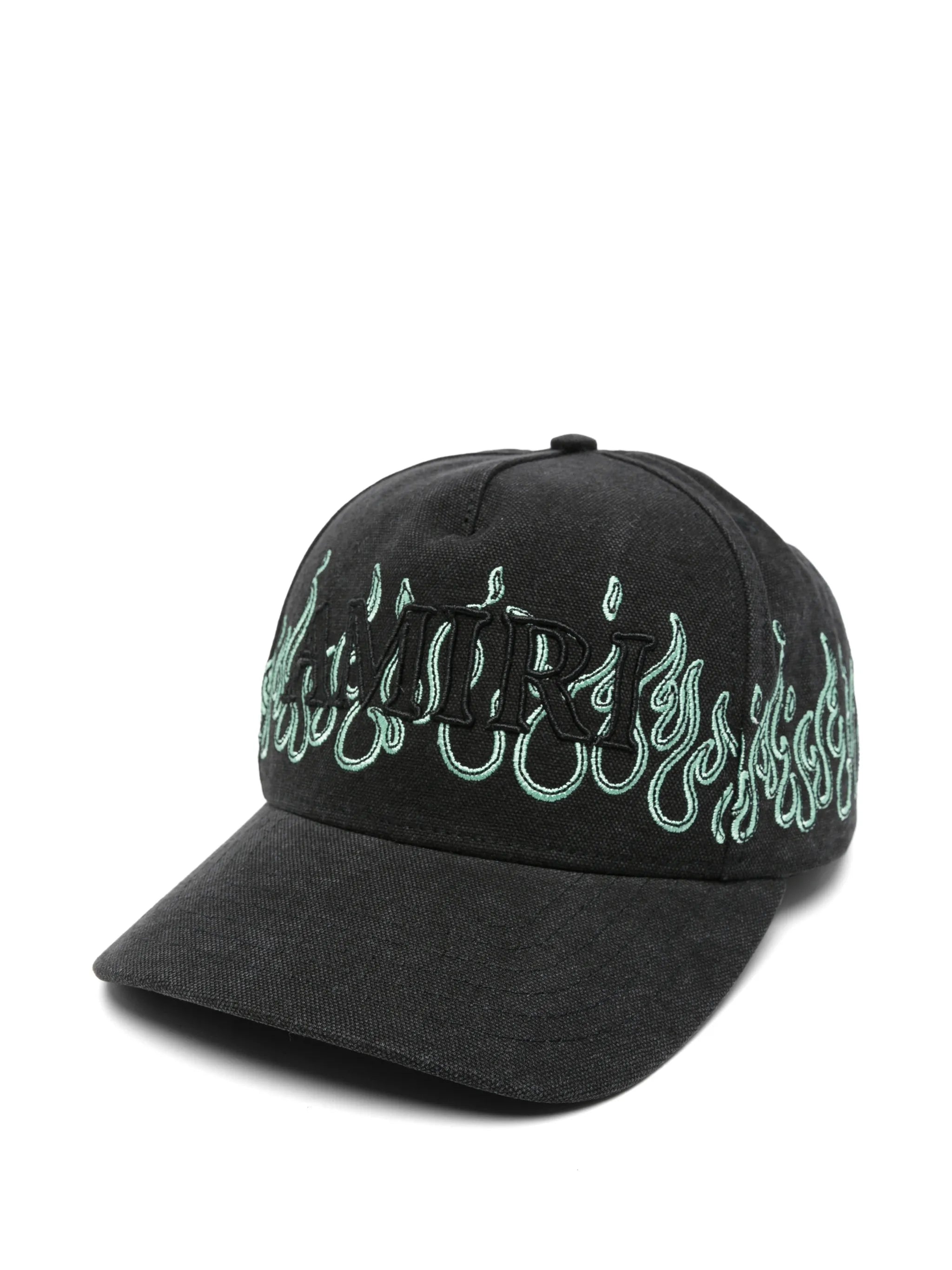 flame-embroidered logo baseball cap