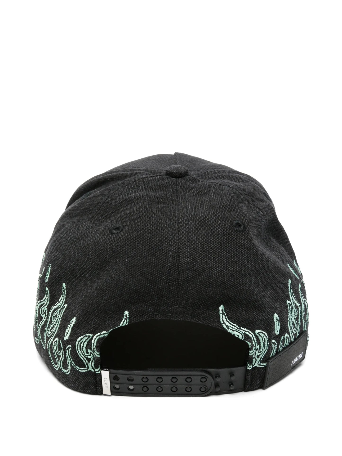 flame-embroidered logo-patch baseball cap