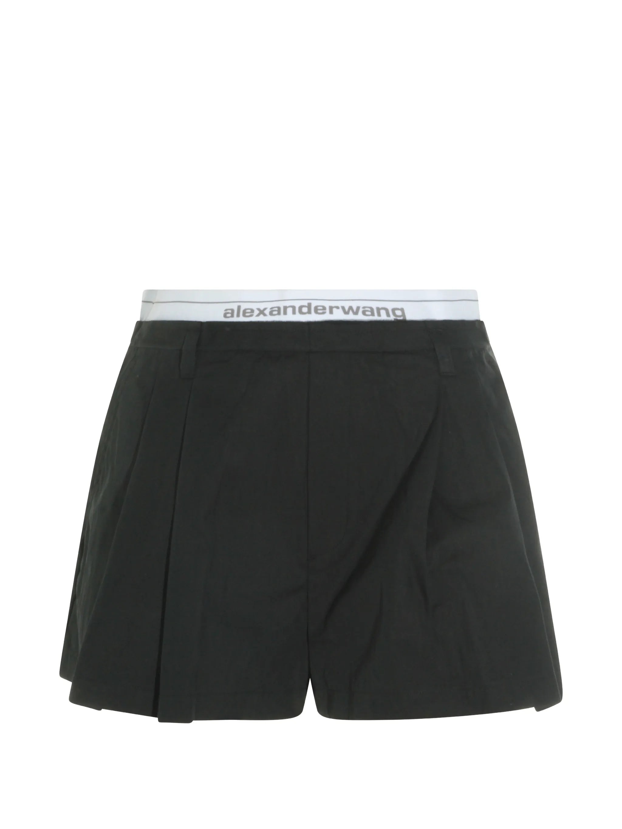 logo-waistband pleated shorts