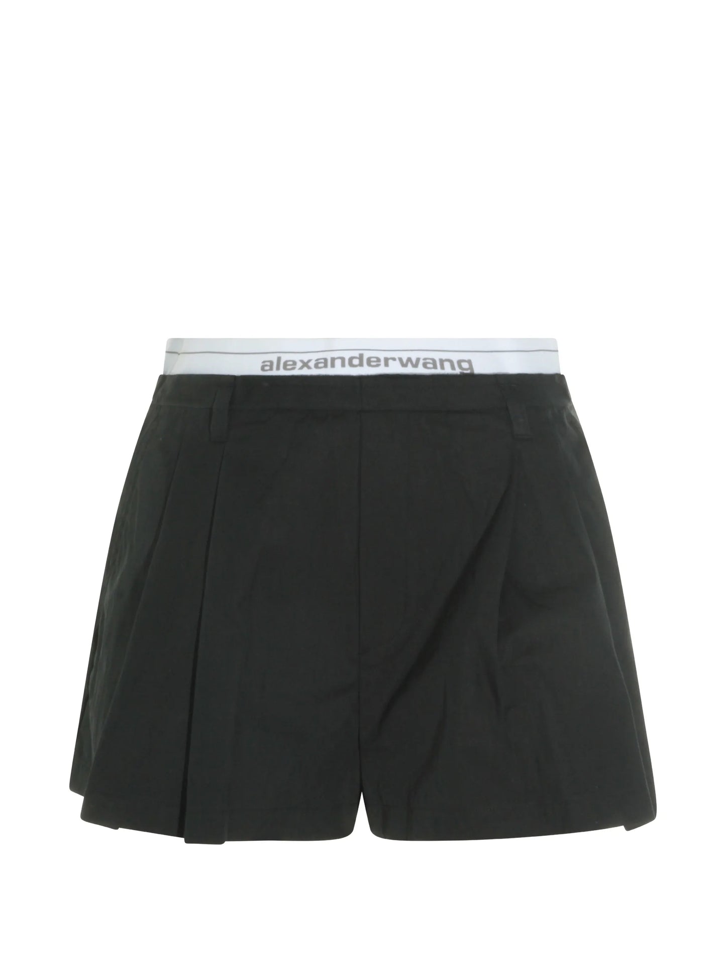 logo-waistband pleated shorts