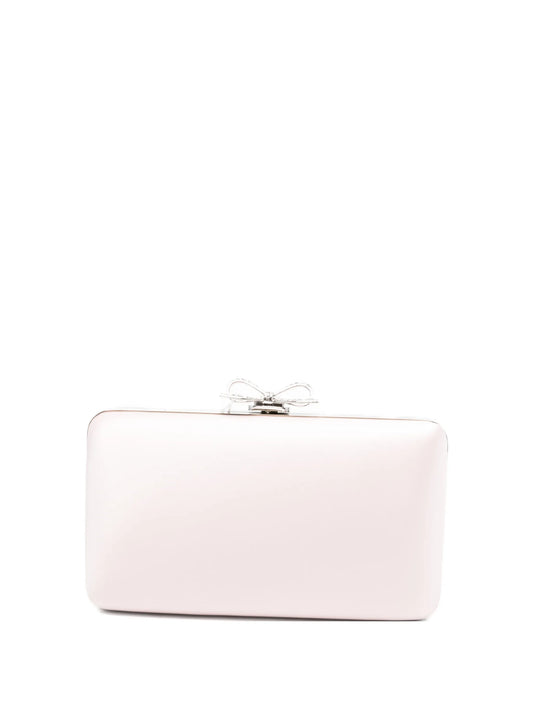 bow-embellished satin mini clutch bag