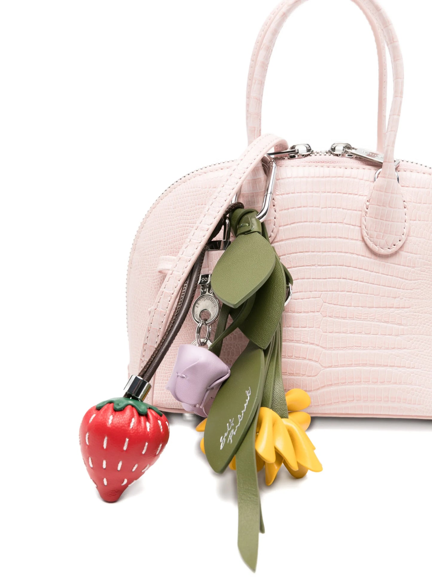 lizard-embossed leather mini tote bag