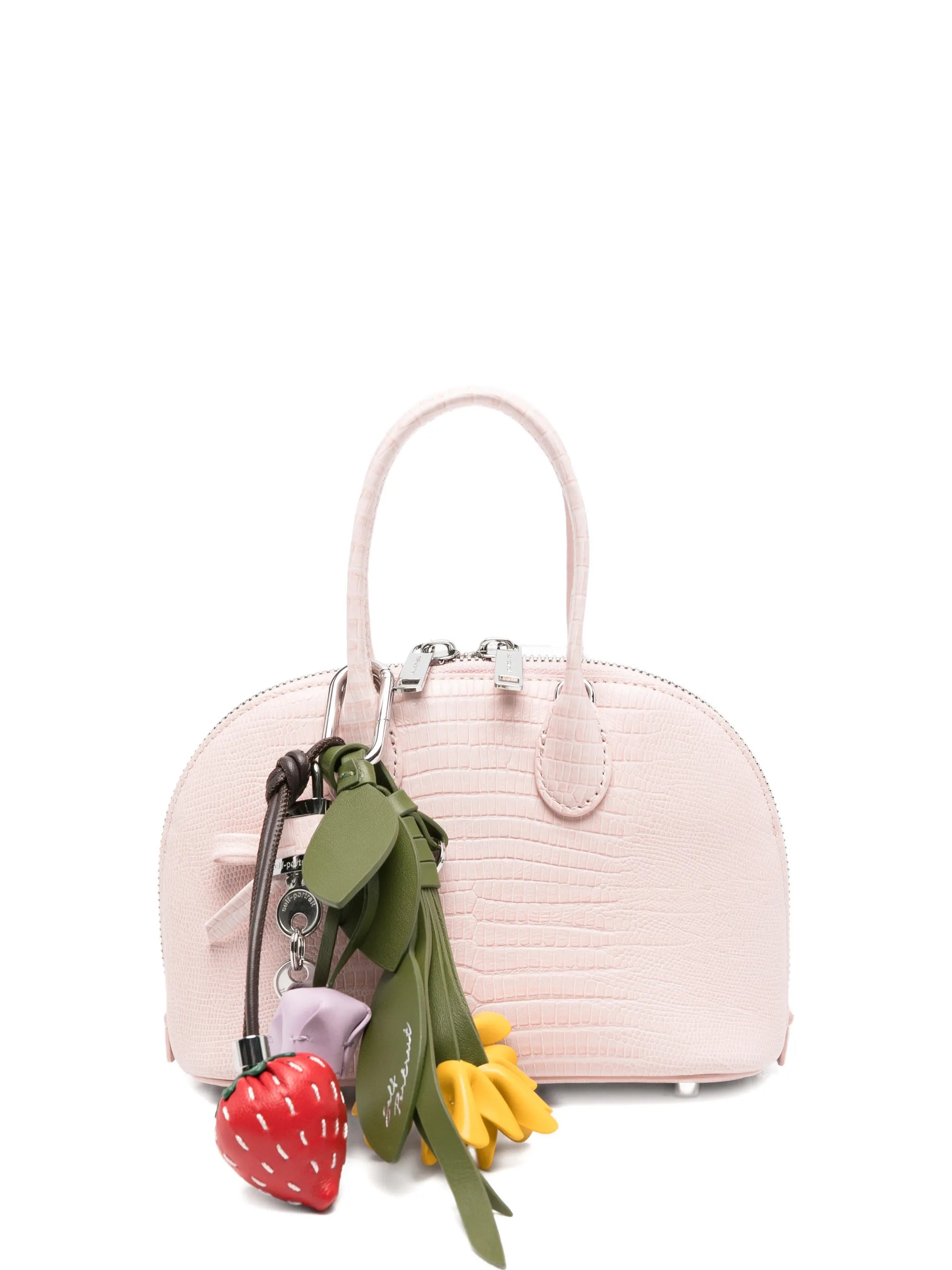 lizard-embossed leather mini tote bag