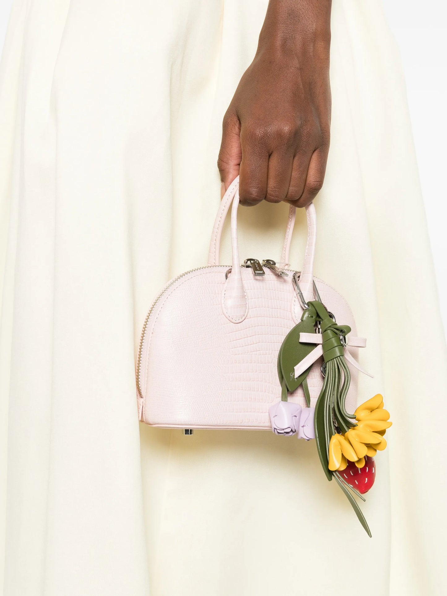 lizard-embossed leather mini tote bag