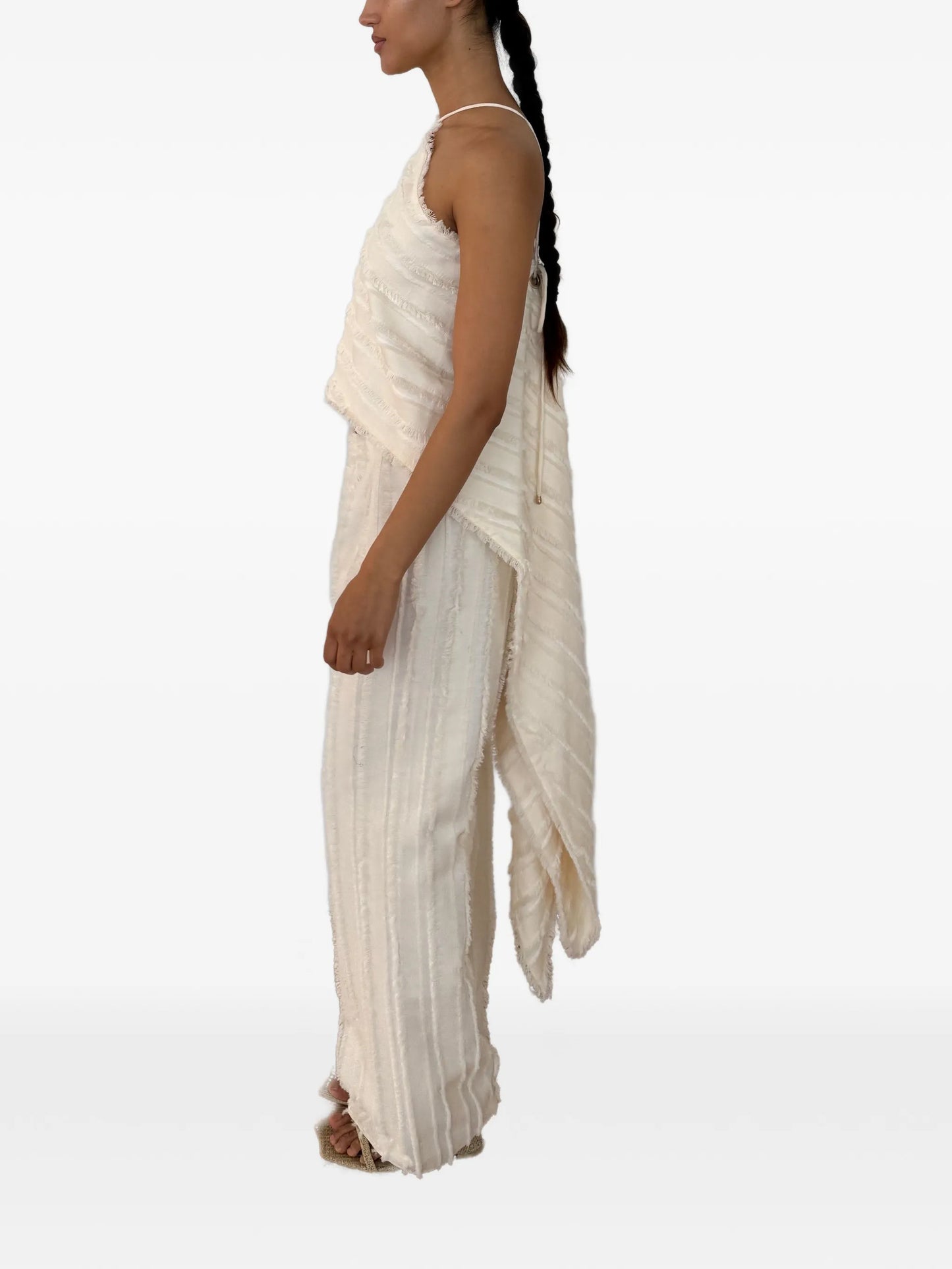 Ary fringed textured-finish trousers