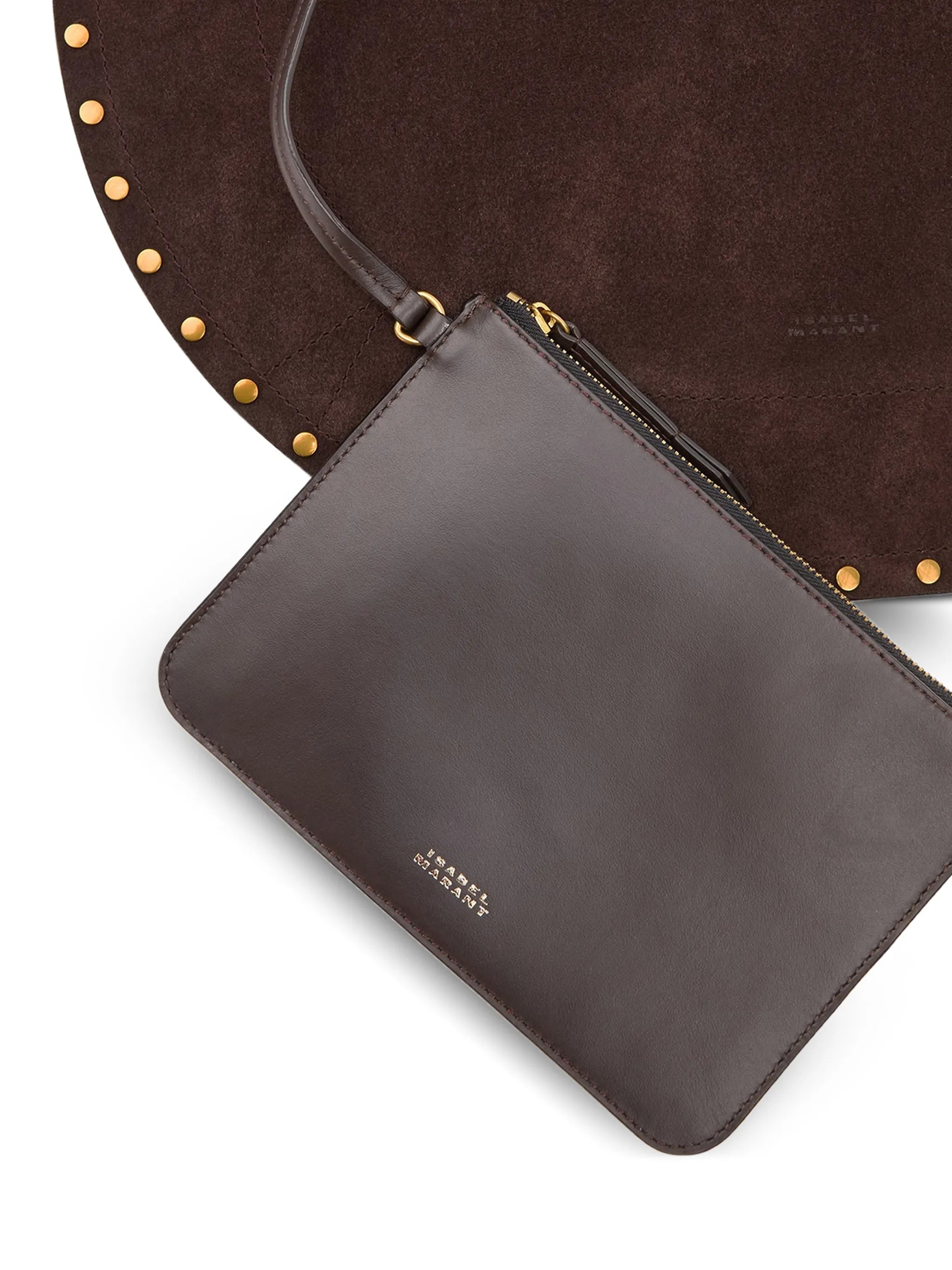 stud-embellished suede shoulder bag