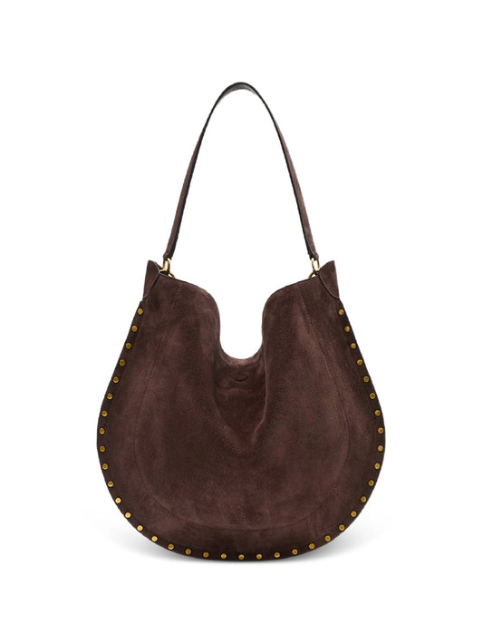 stud-embellished suede shoulder bag