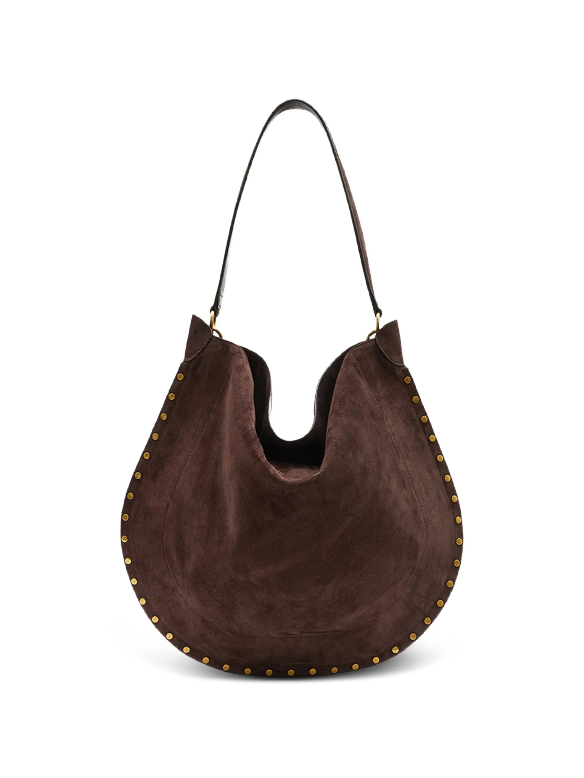 stud-embellished suede shoulder bag