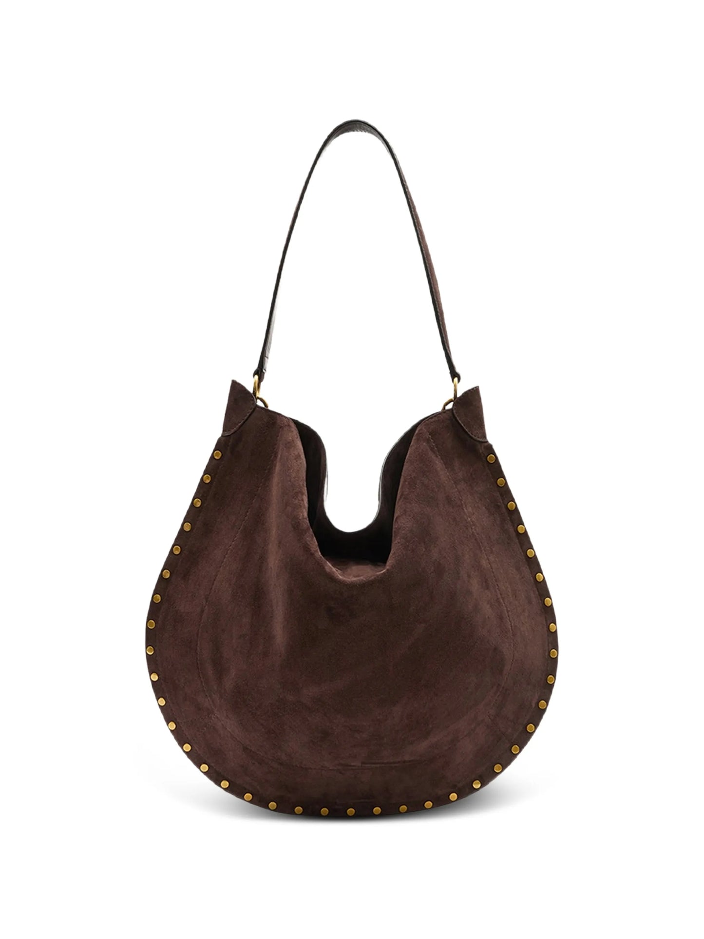 stud-embellished suede shoulder bag