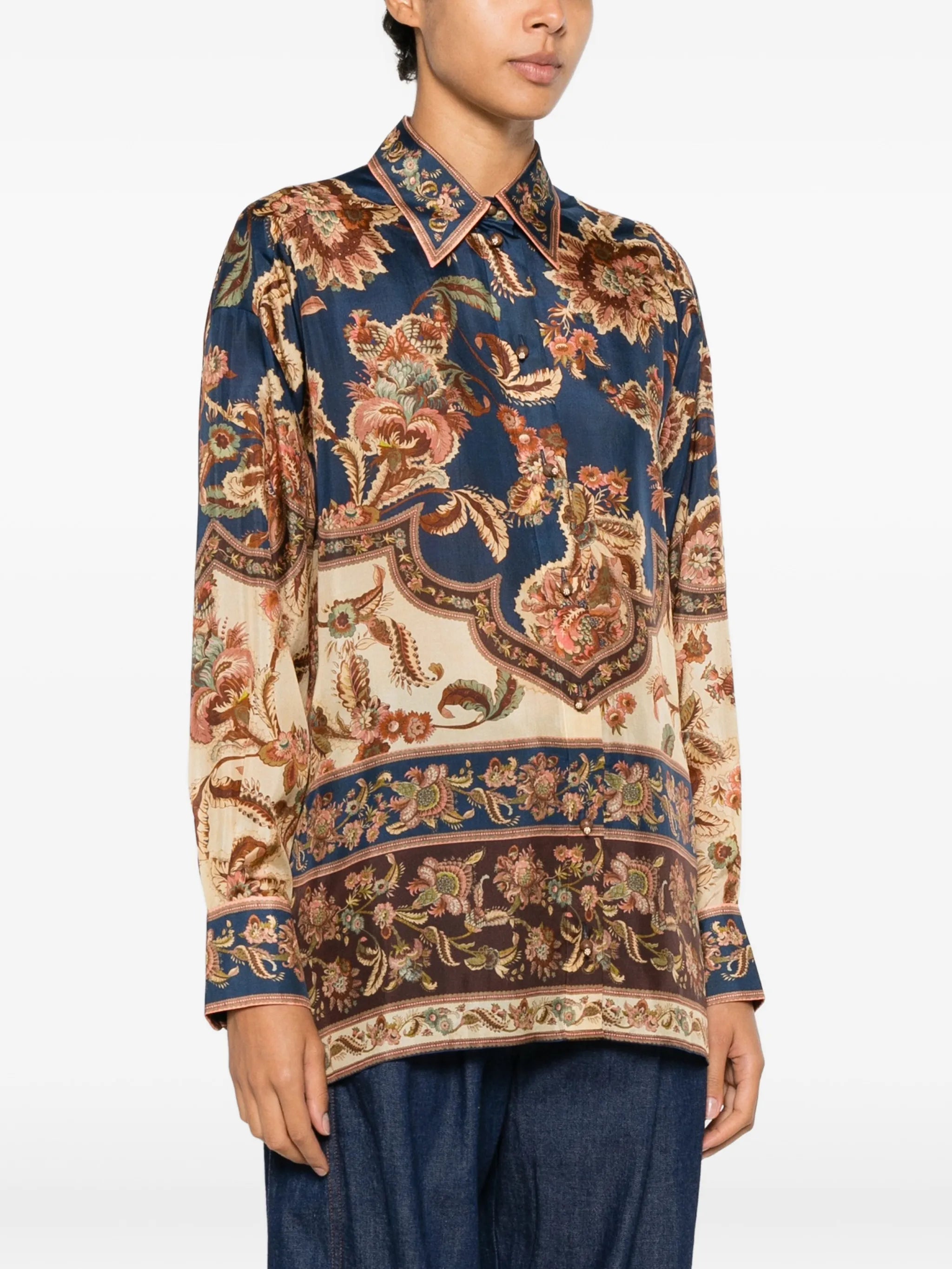 Aster floral-print silk shirt