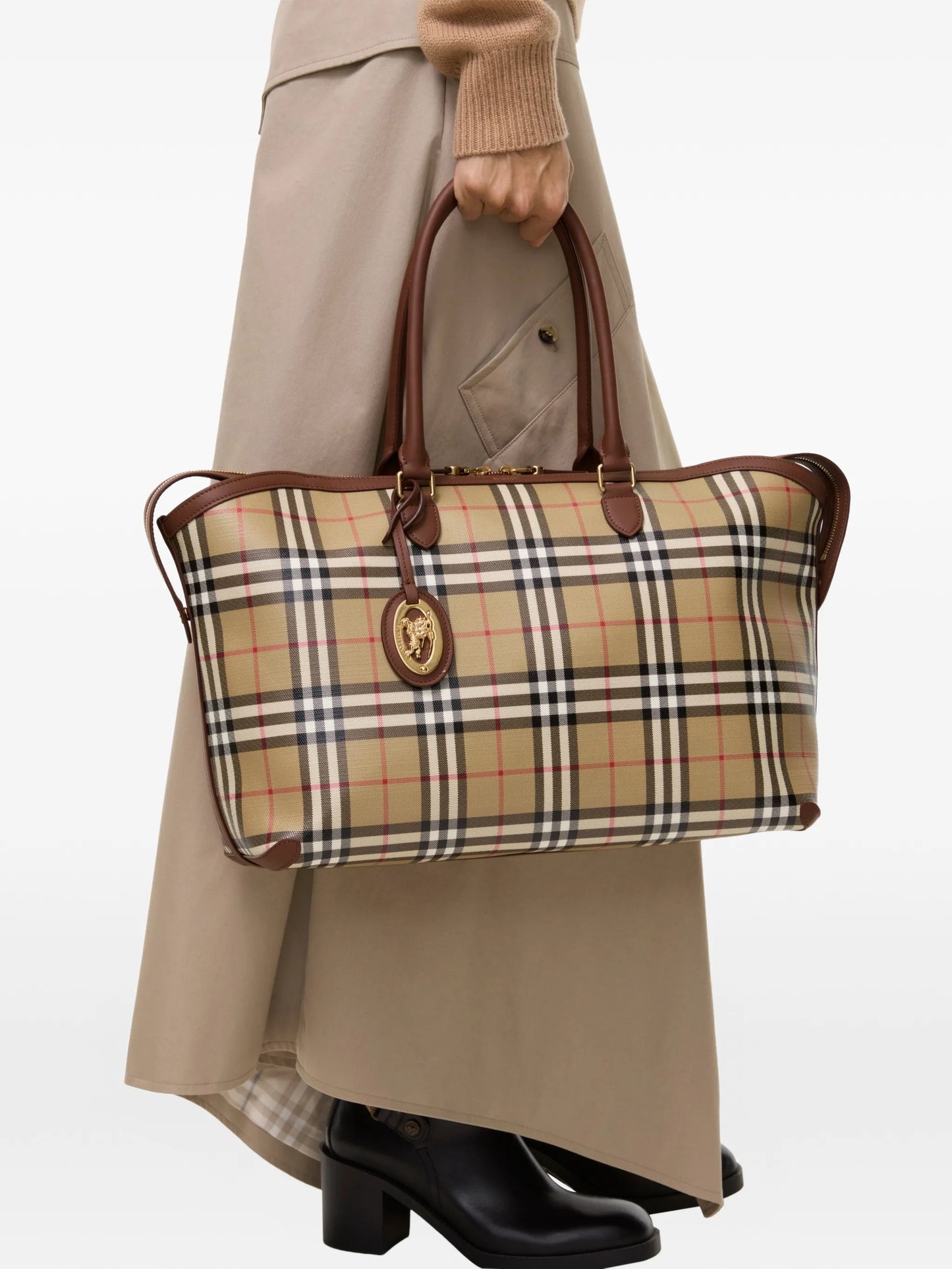 medium Check zip tote