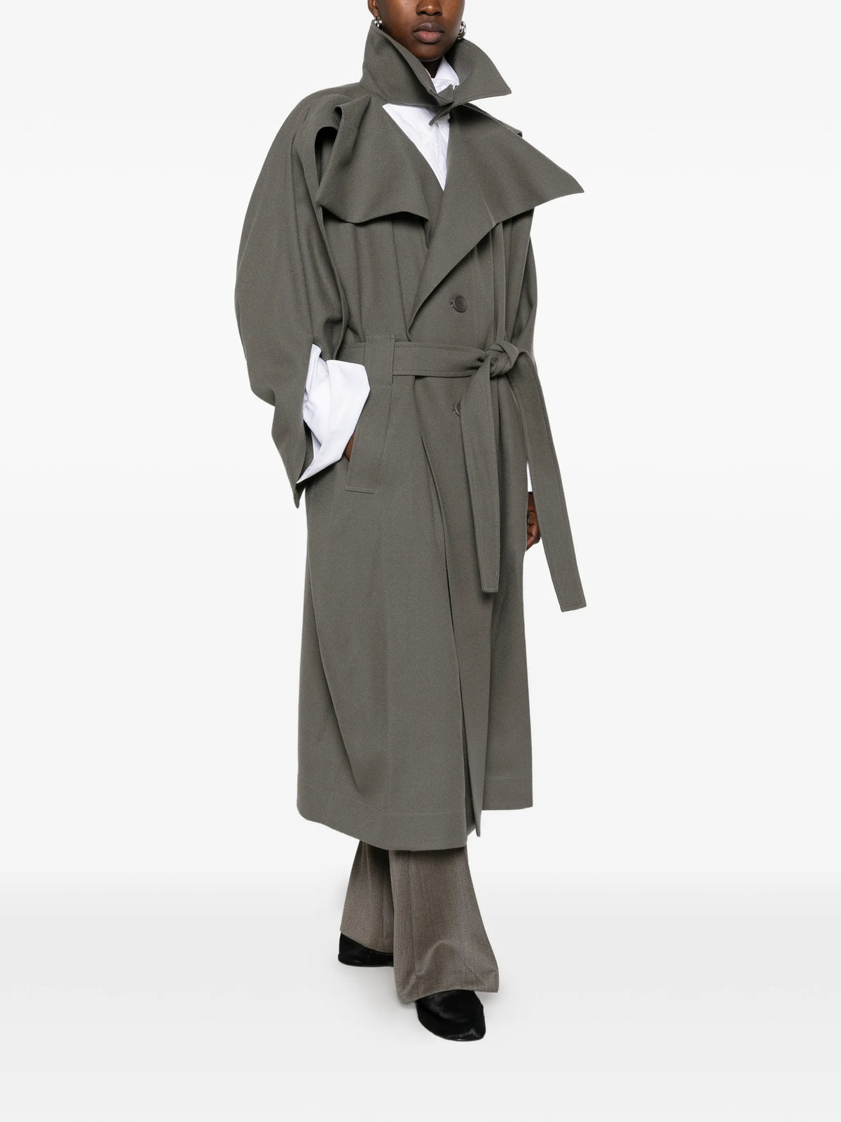 Calligraph belted single breasted coat