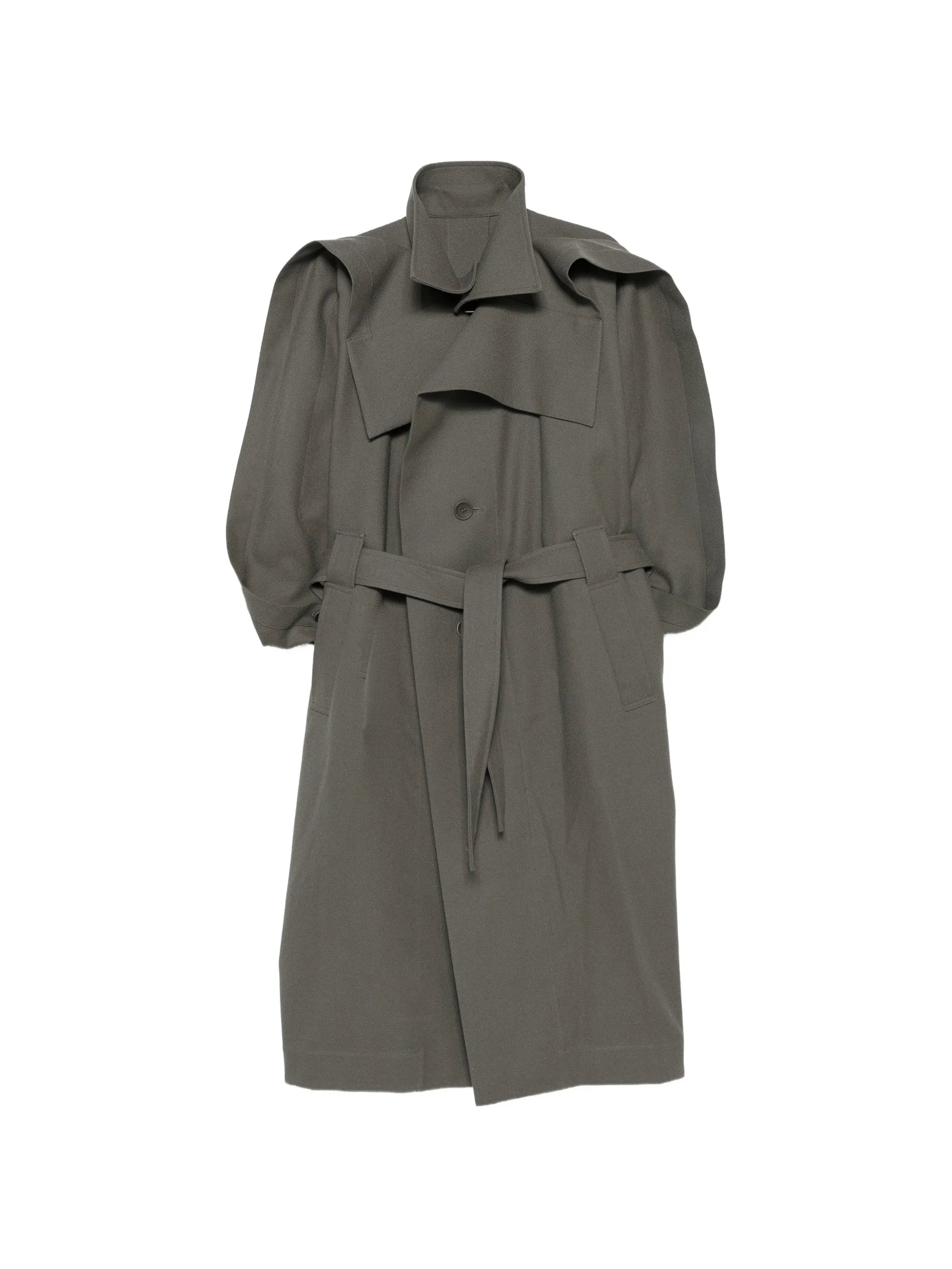 Calligraph belted single breasted coat