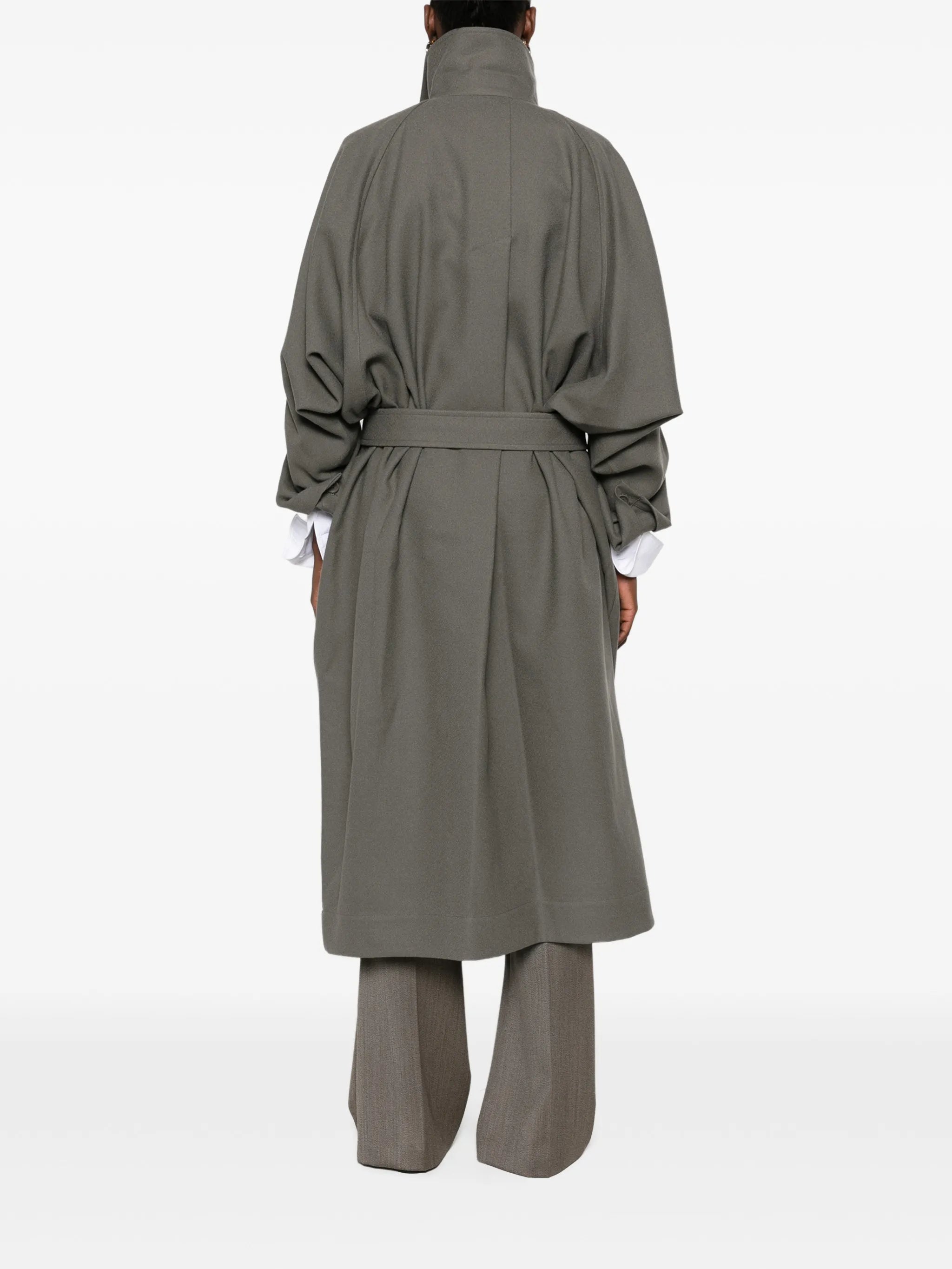 Calligraph belted single breasted coat