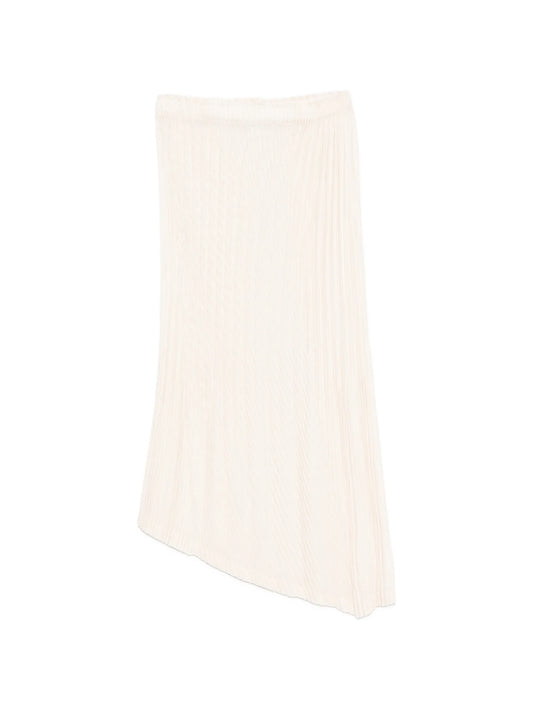 Unfurling pleats asymmetric midi skirt