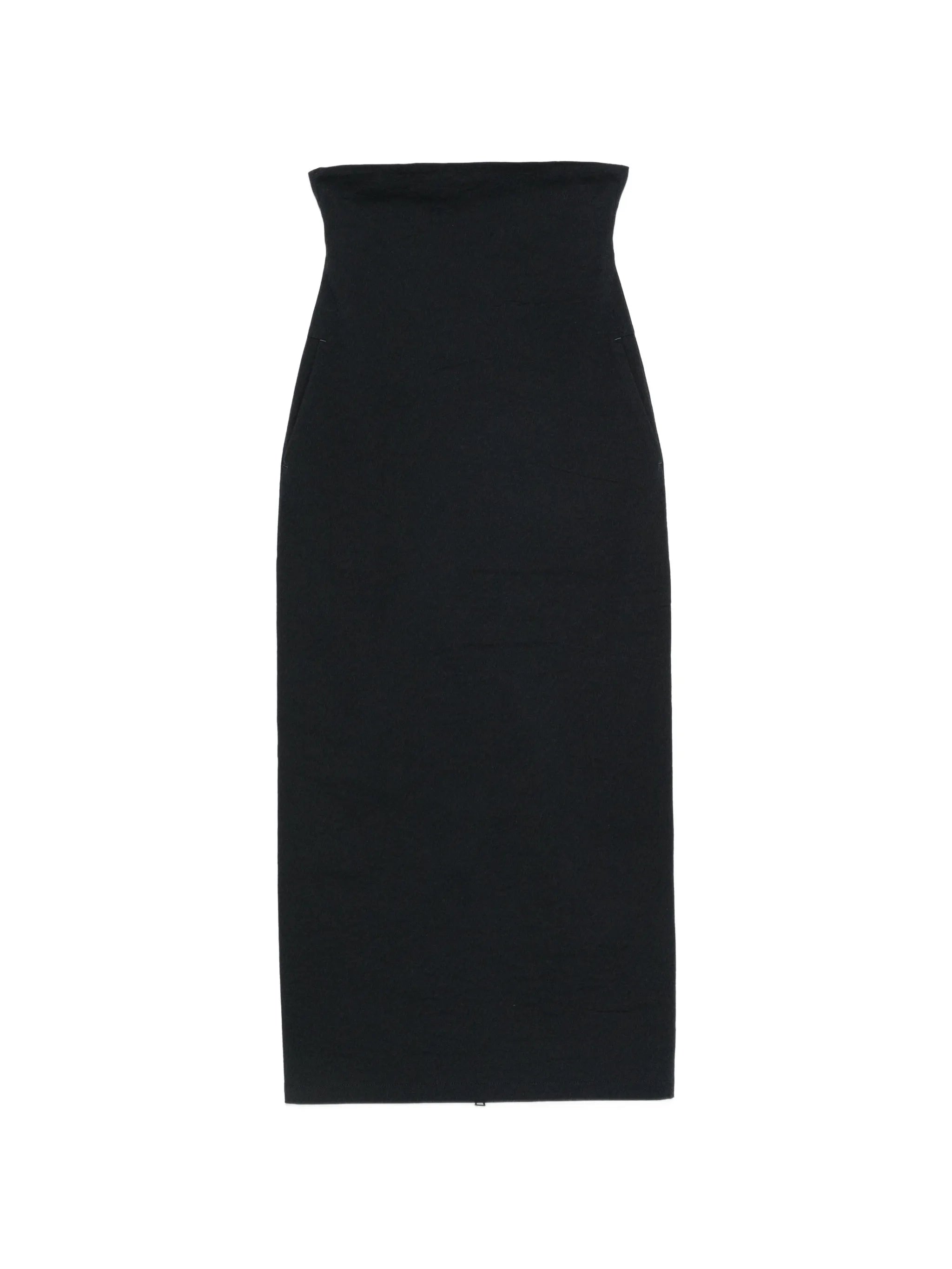 high-waisted zip-back midi skirt