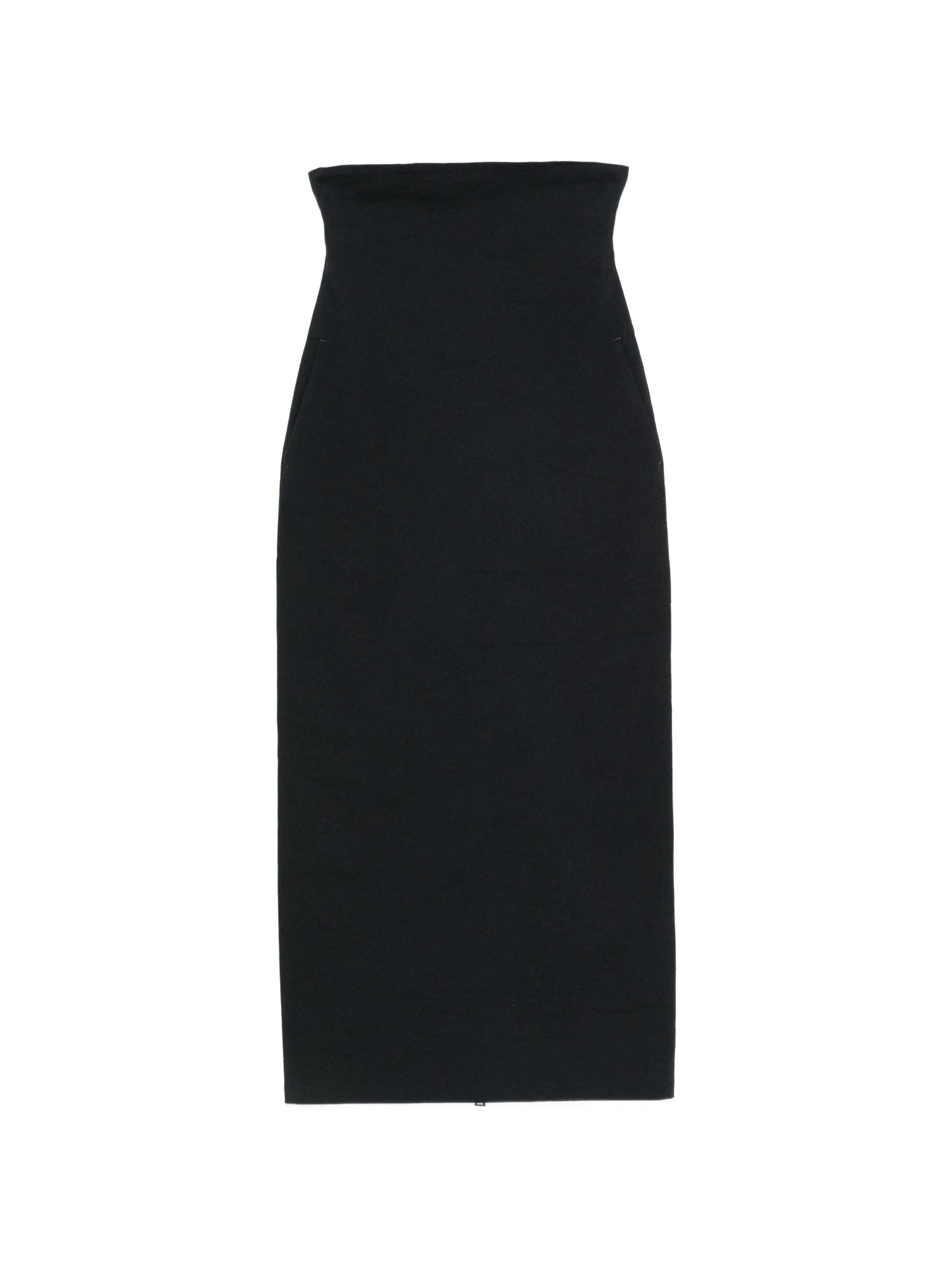 high-waisted zip-back midi skirt