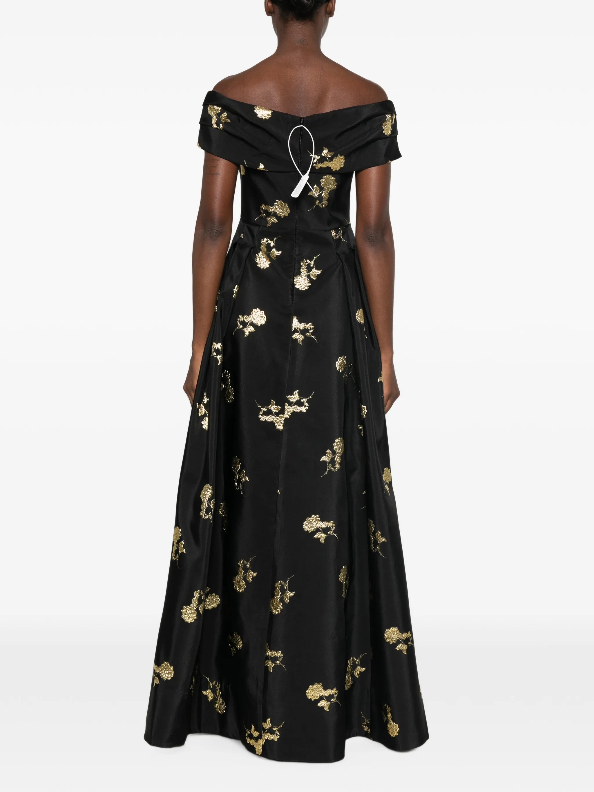 Mariya floral-jacquard gown