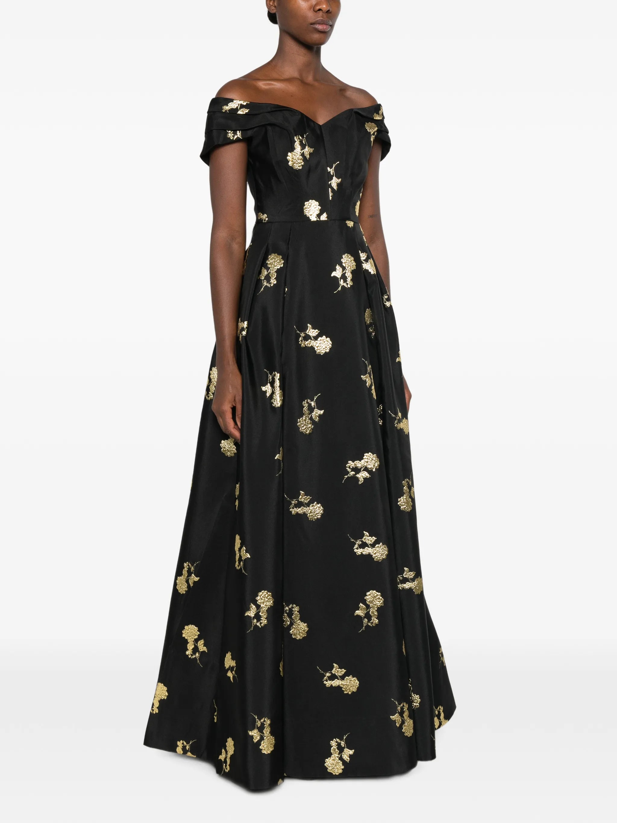 Mariya floral-jacquard gown