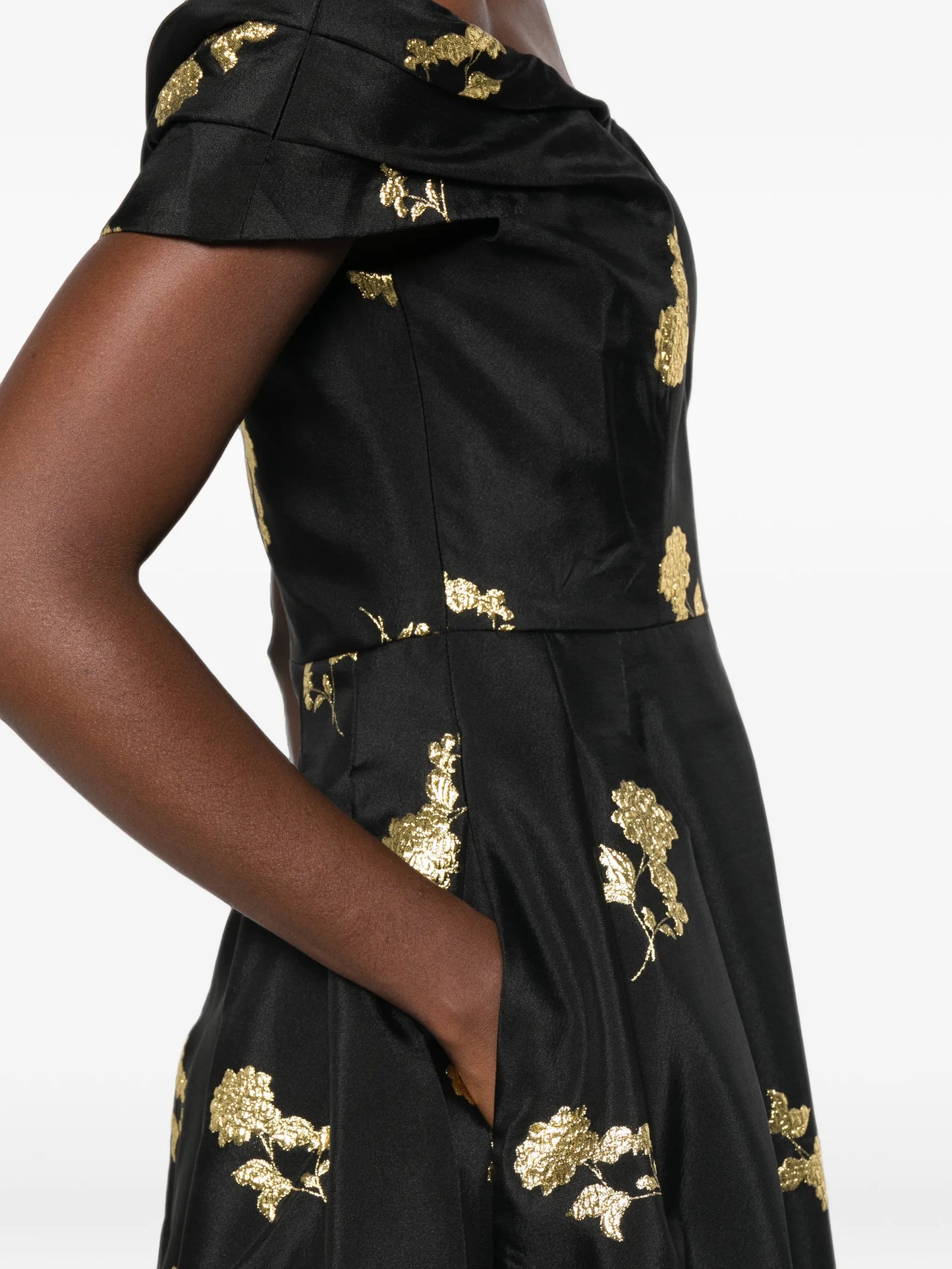 Mariya floral-jacquard gown