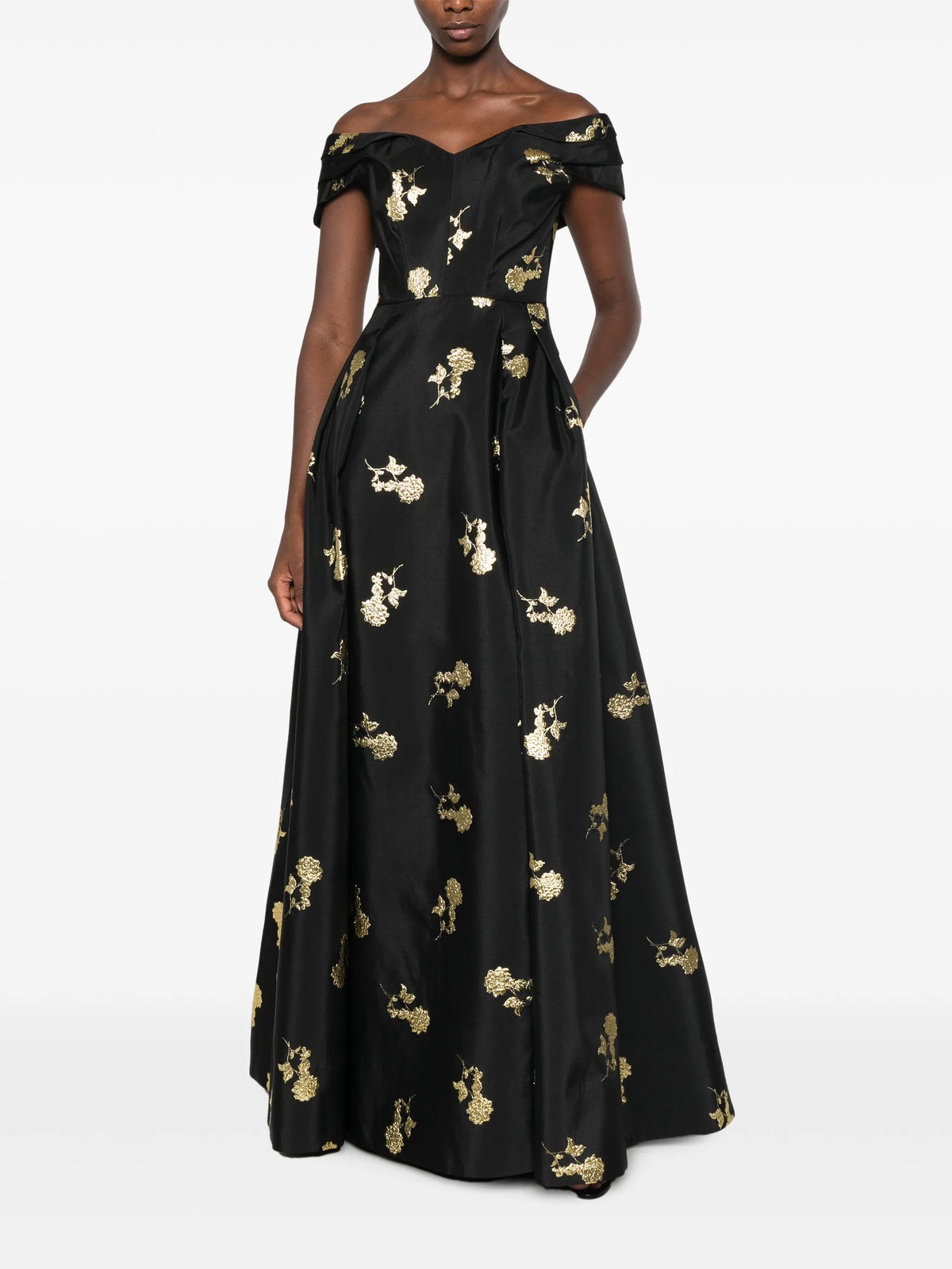 Mariya floral-jacquard gown