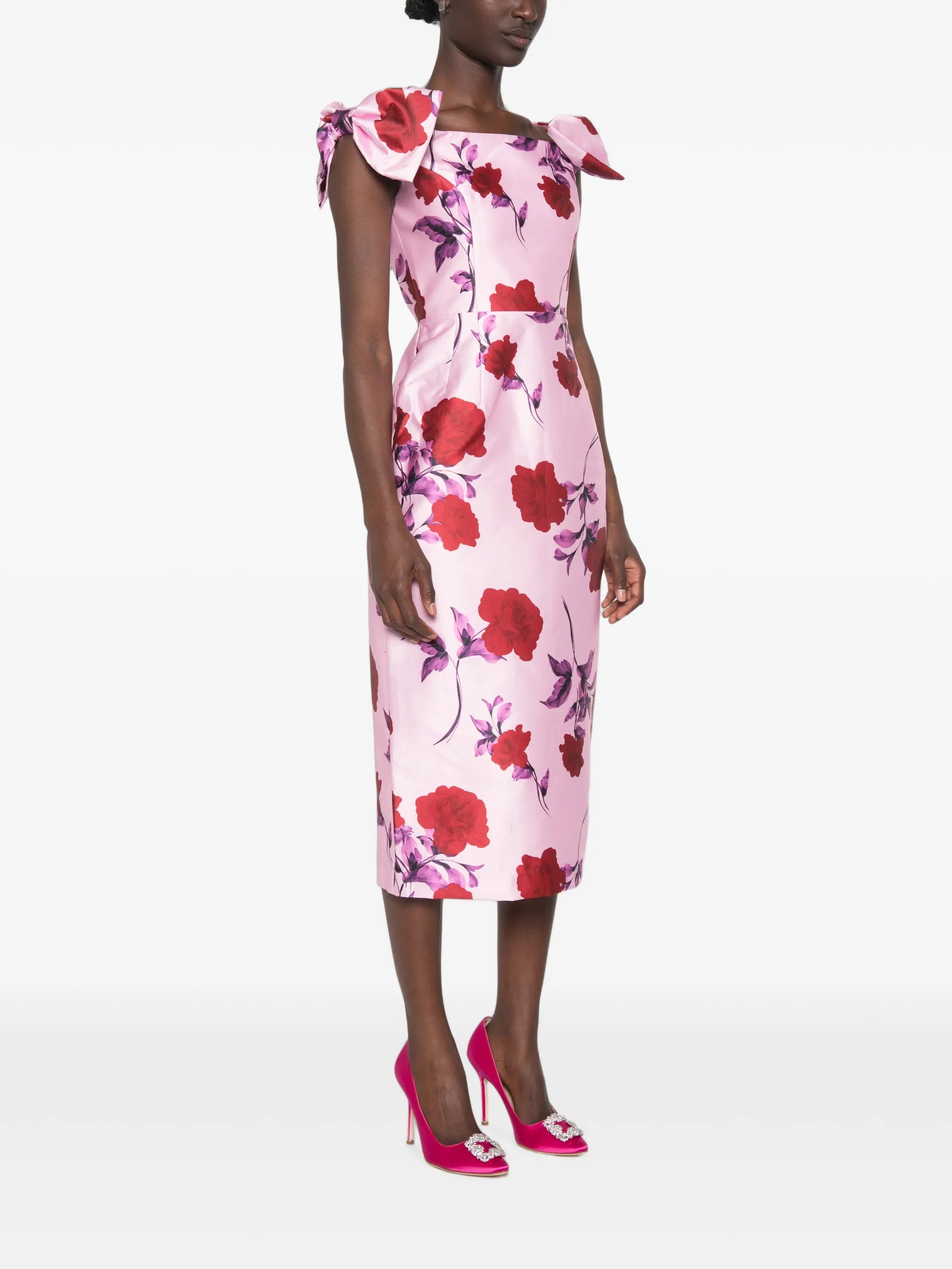 Melora bow-detail floral-print midi dress