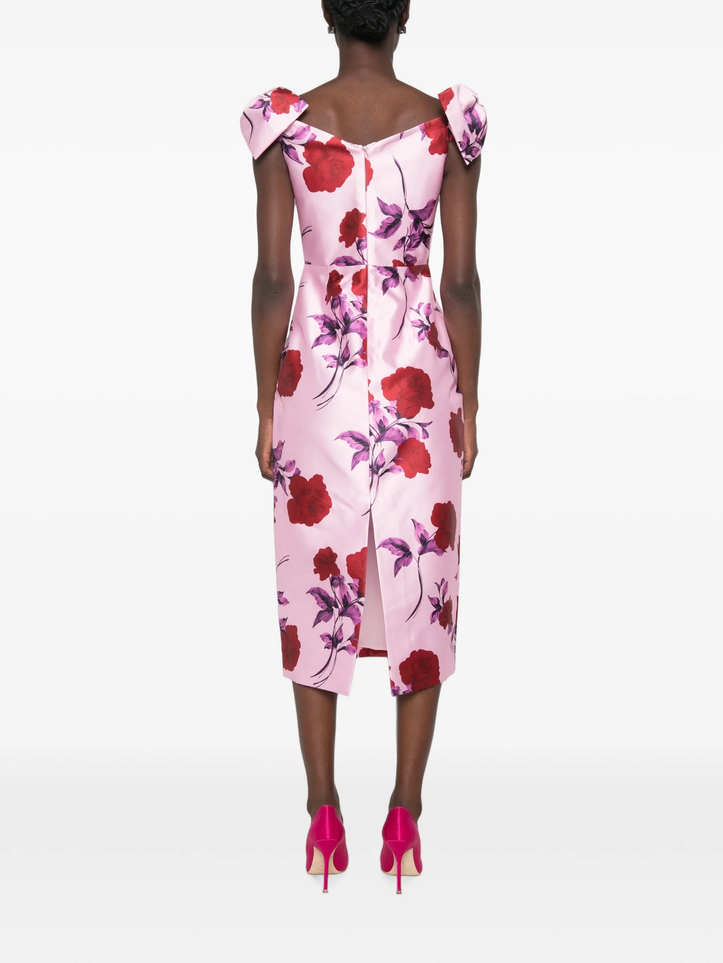 Melora bow-detail floral-print midi dress