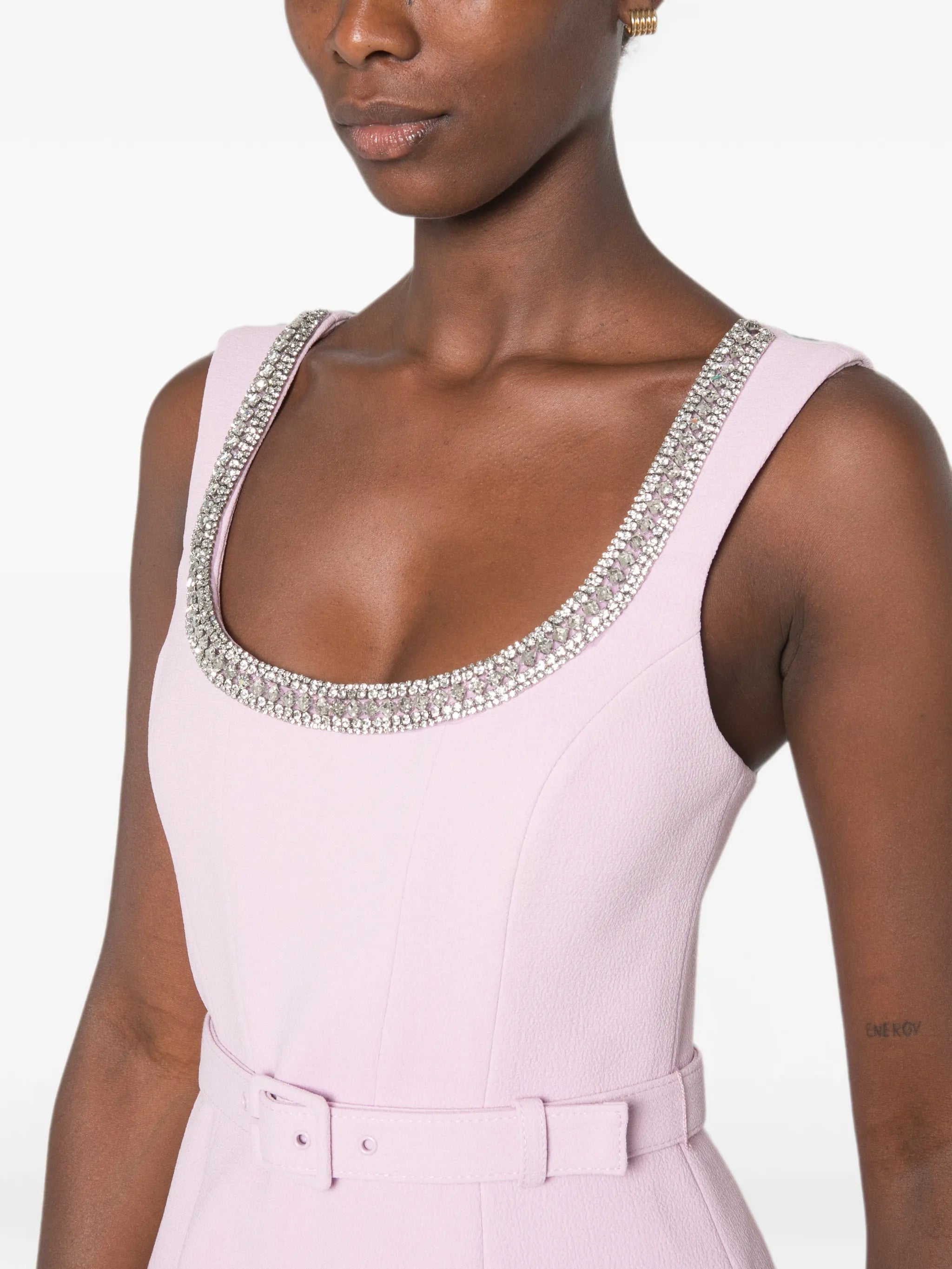 Yolanda crystal-embellished belted midi dress