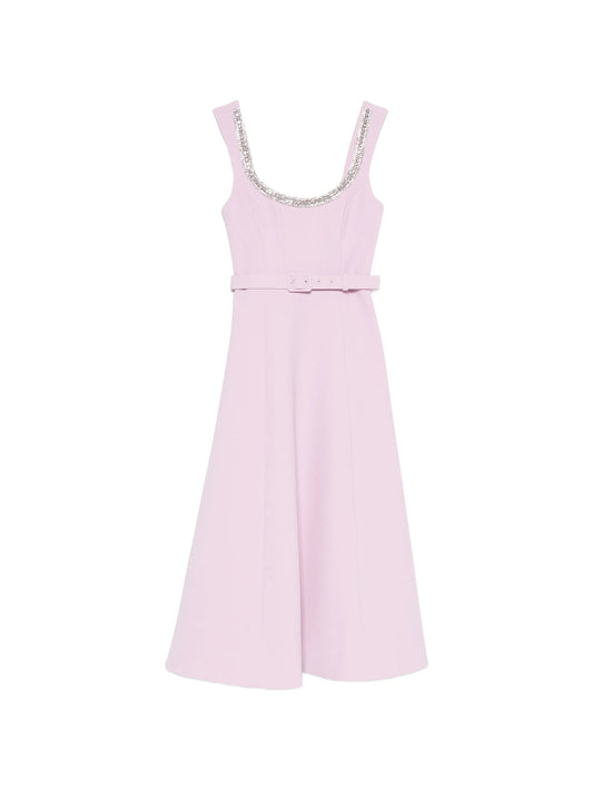 Yolanda crystal-embellished belted midi dress