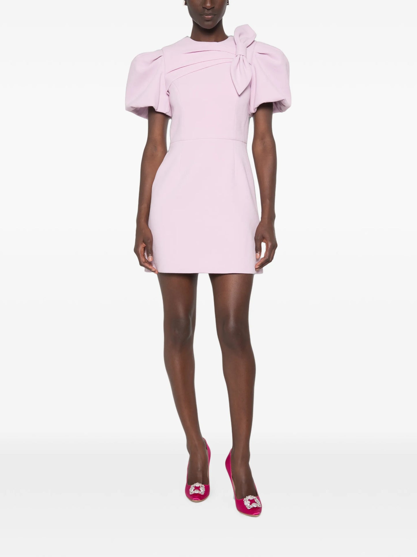 Yolanda bow-detail puff-sleeve mini dress