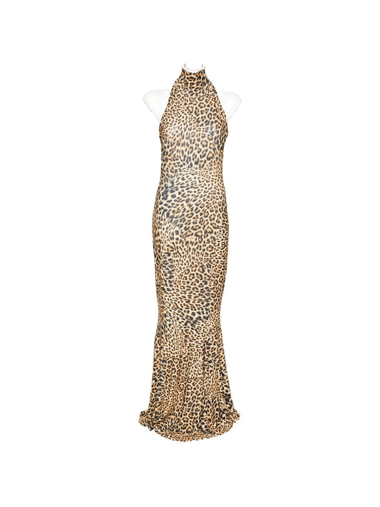 halterneck fishtail gown maxi dress