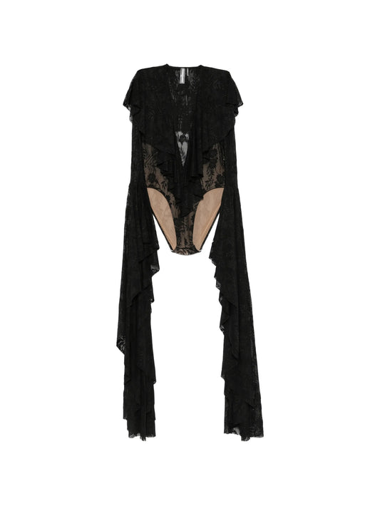 ruffled V-neck bodysuit