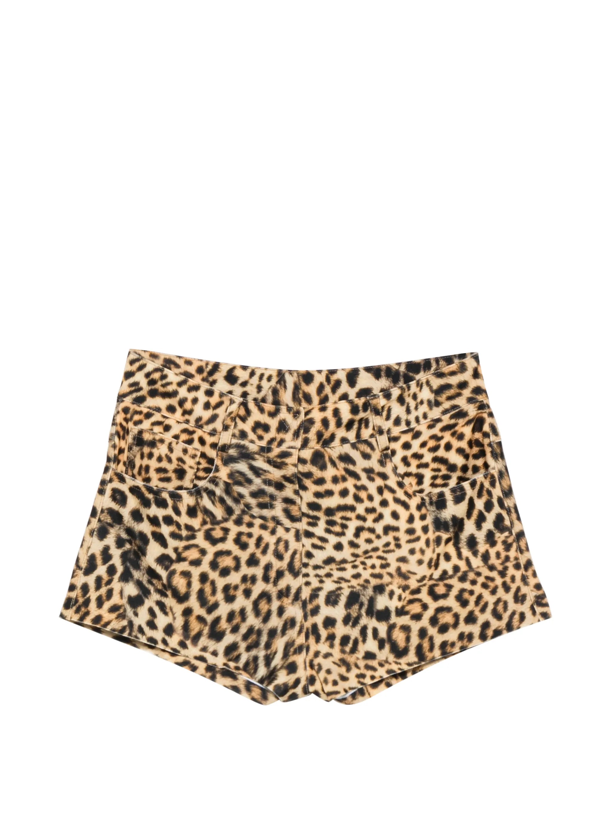 leopard-print shorts