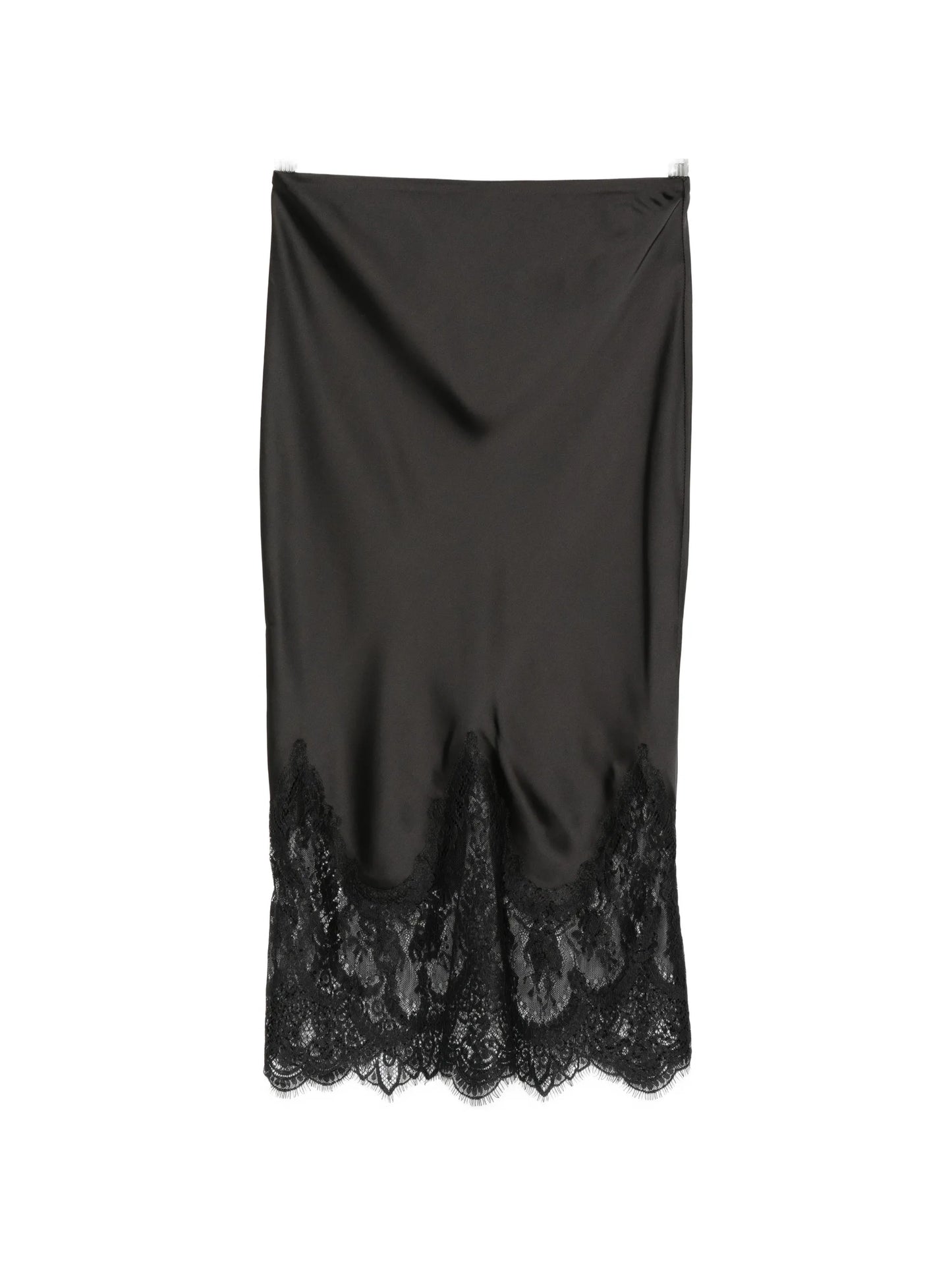 lace-trim midi skirt