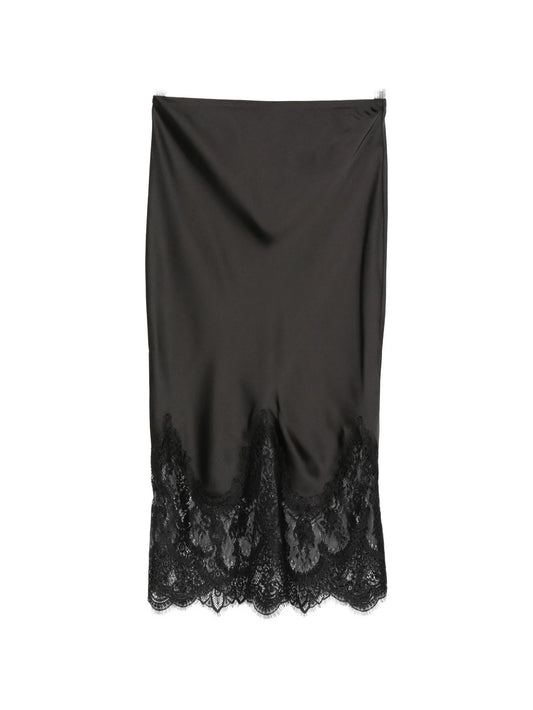 lace-trim midi skirt