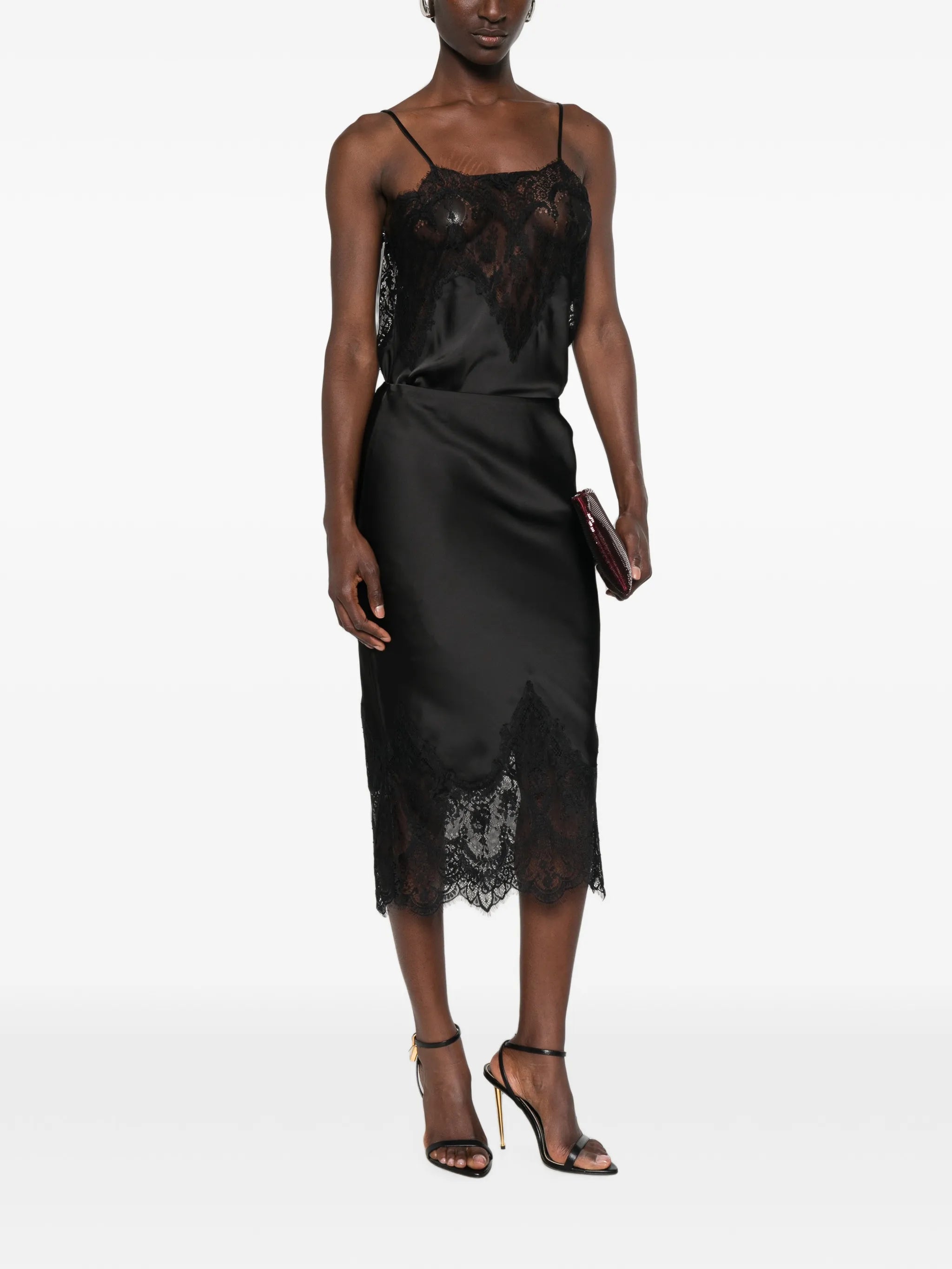 Bias half-slip with lace