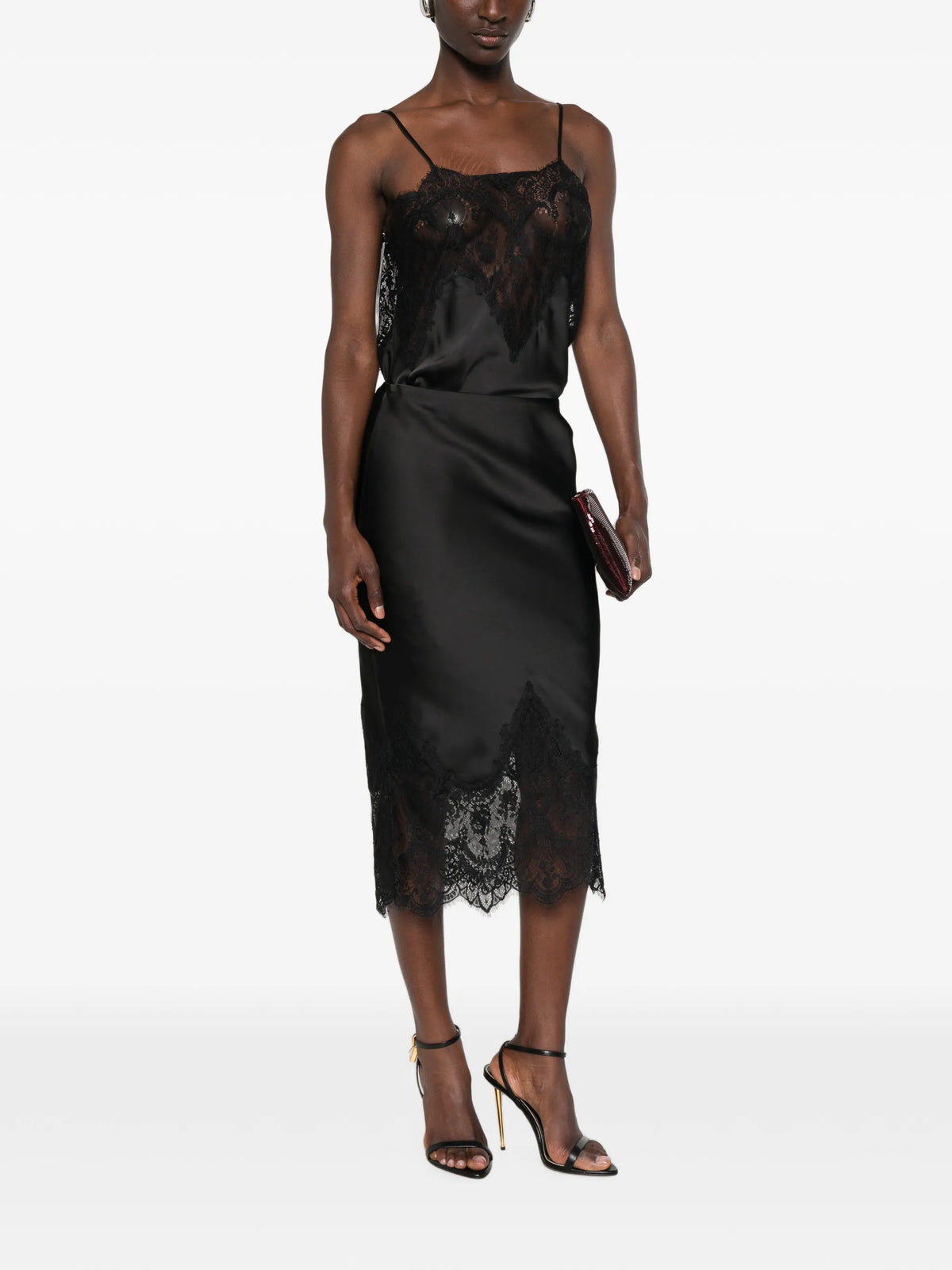 Bias half-slip with lace