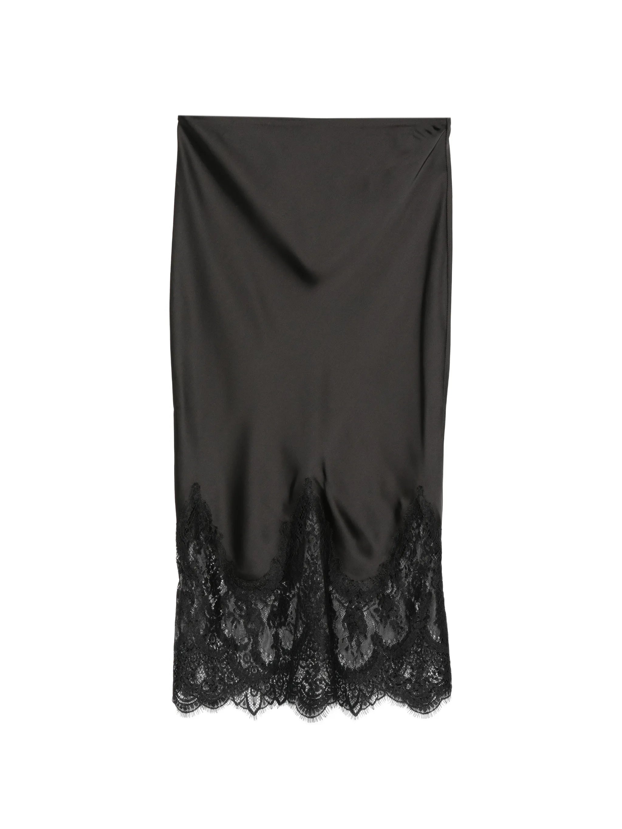 lace-trim midi skirt