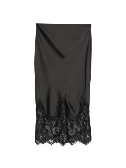 lace-trim midi skirt