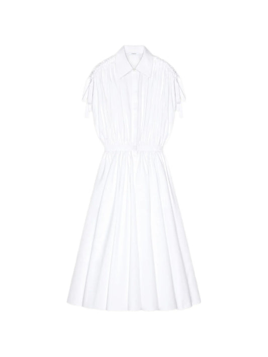 long shirt dress in poplin with ruched details