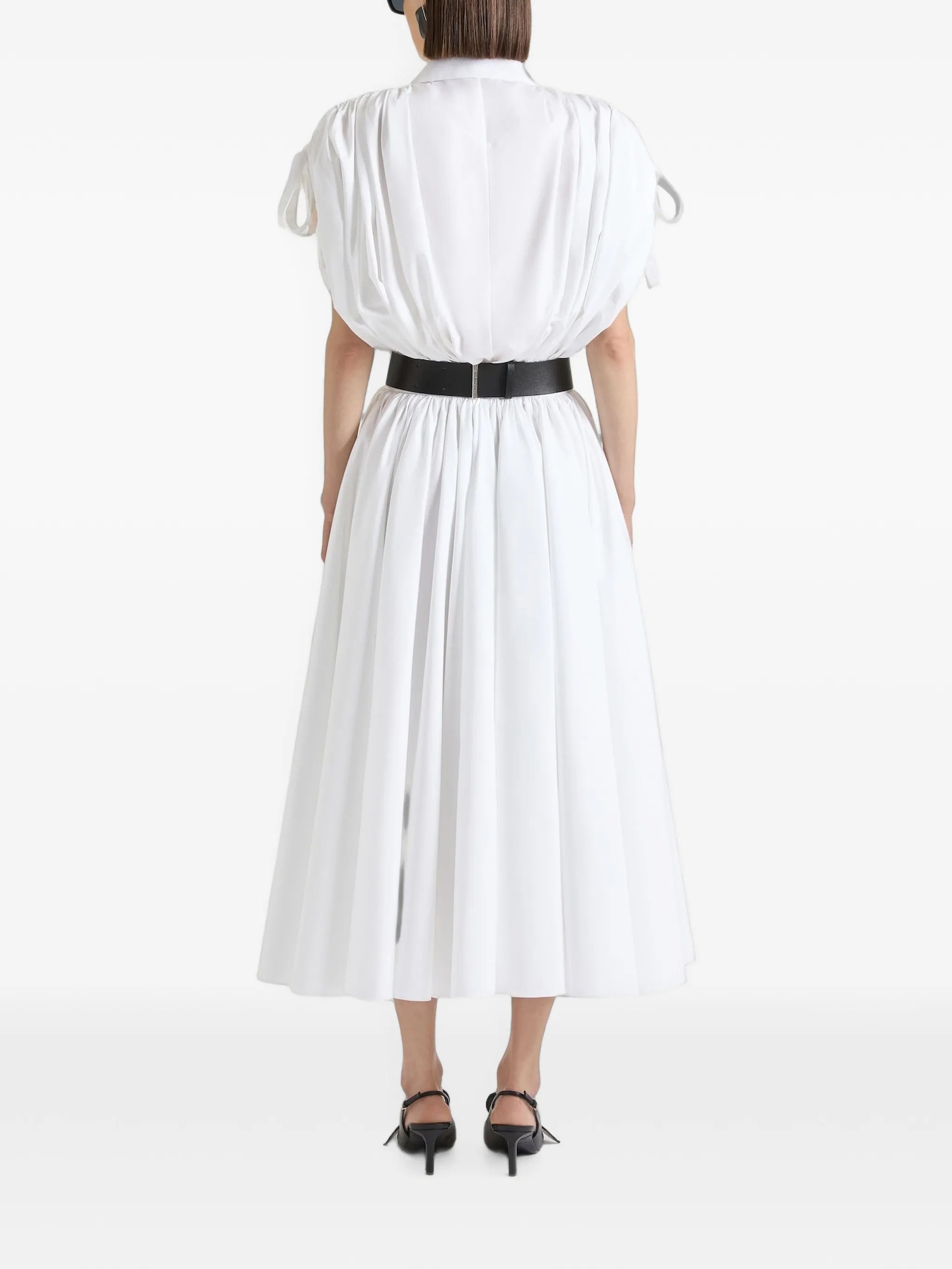 long shirt dress in poplin with ruched details