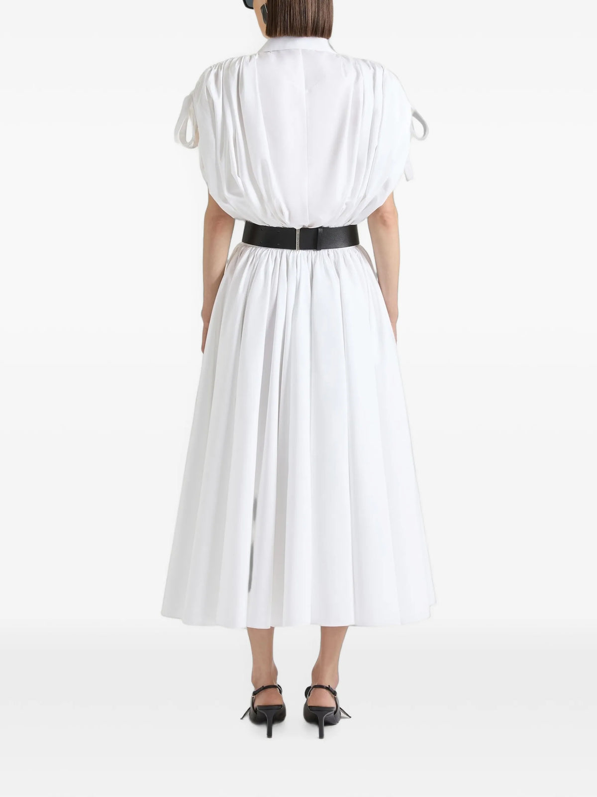 long shirt dress in poplin with ruched details