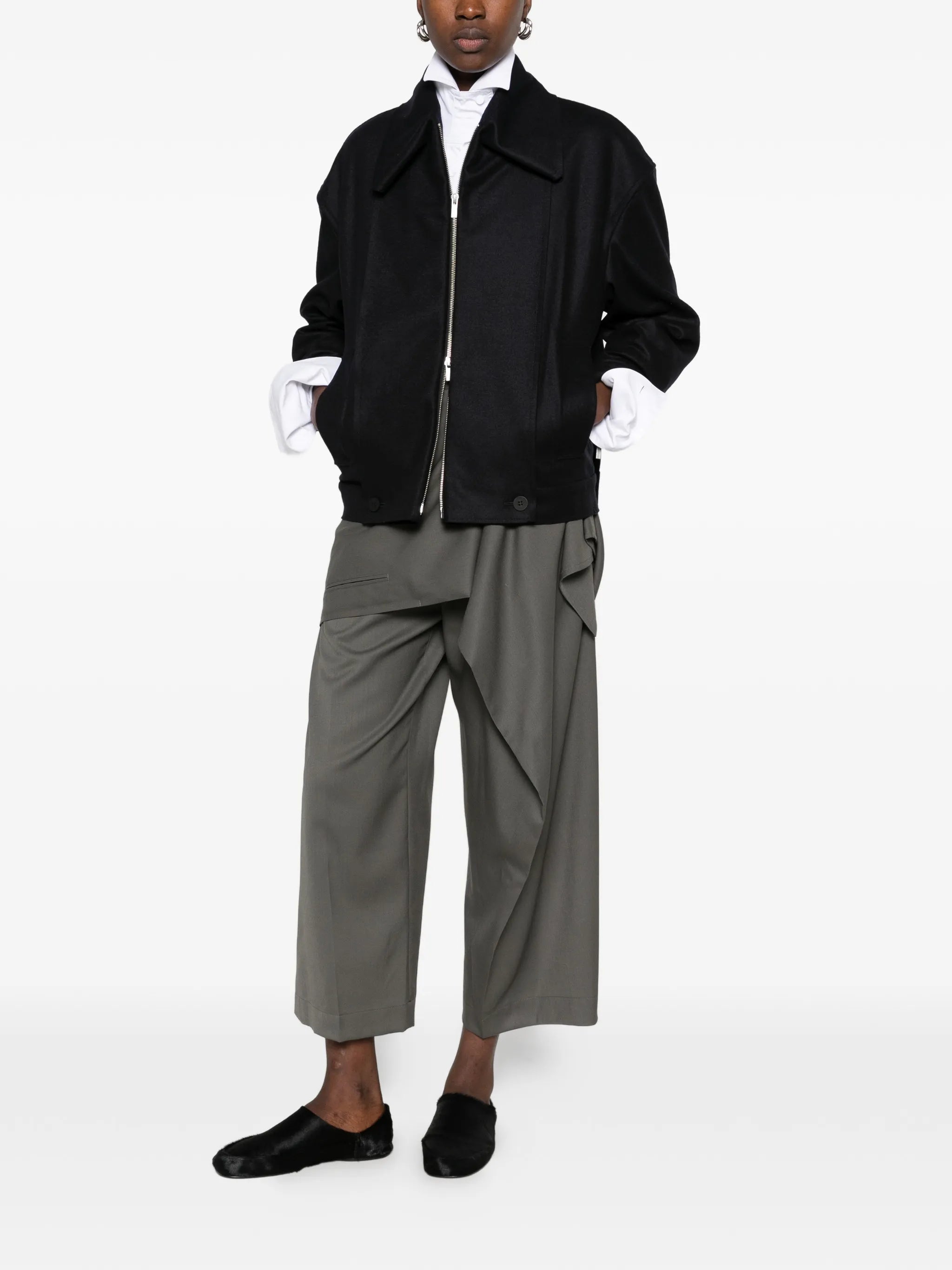 Shell zip-up oversized jacket